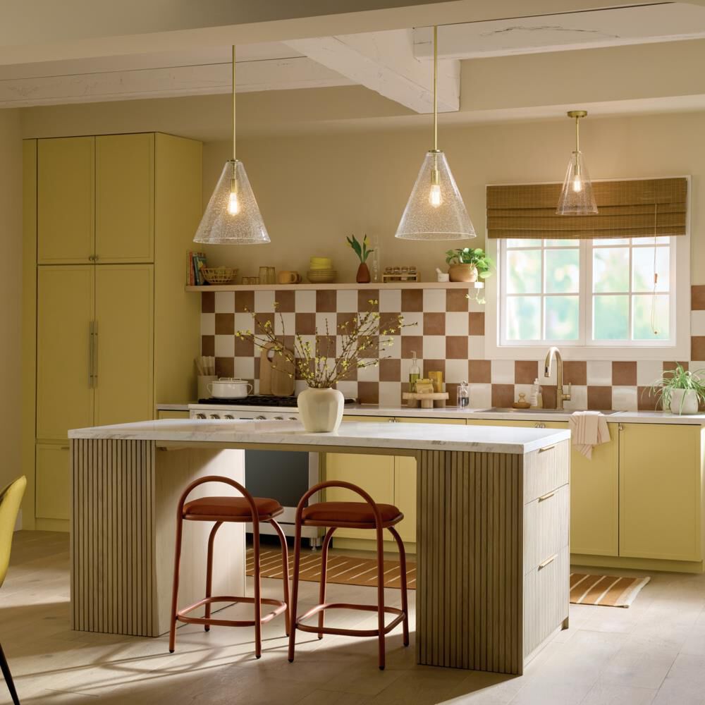 Shown in Natural Brass finish and Clear glass