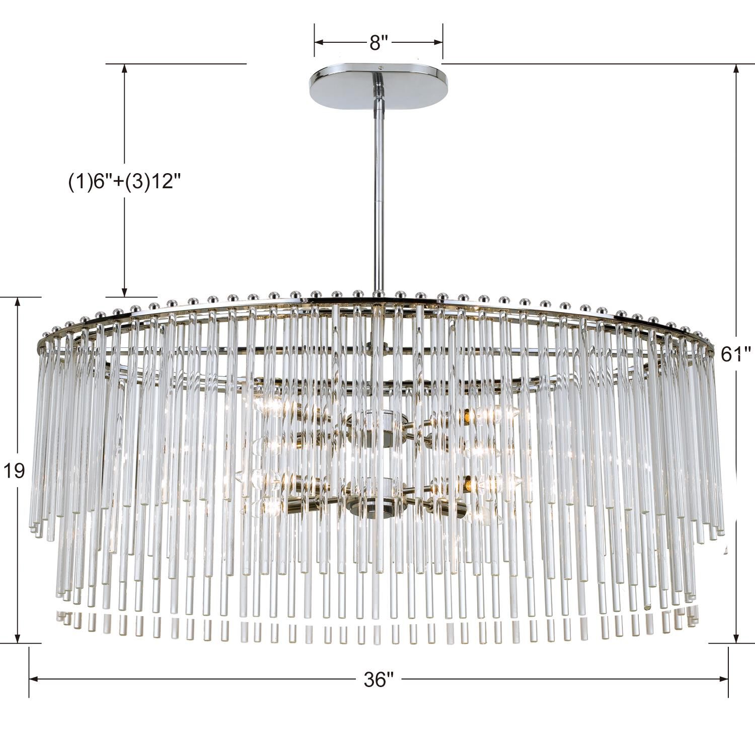 Bleecker 36 Inch 8 Light Chandelier by Crystorama