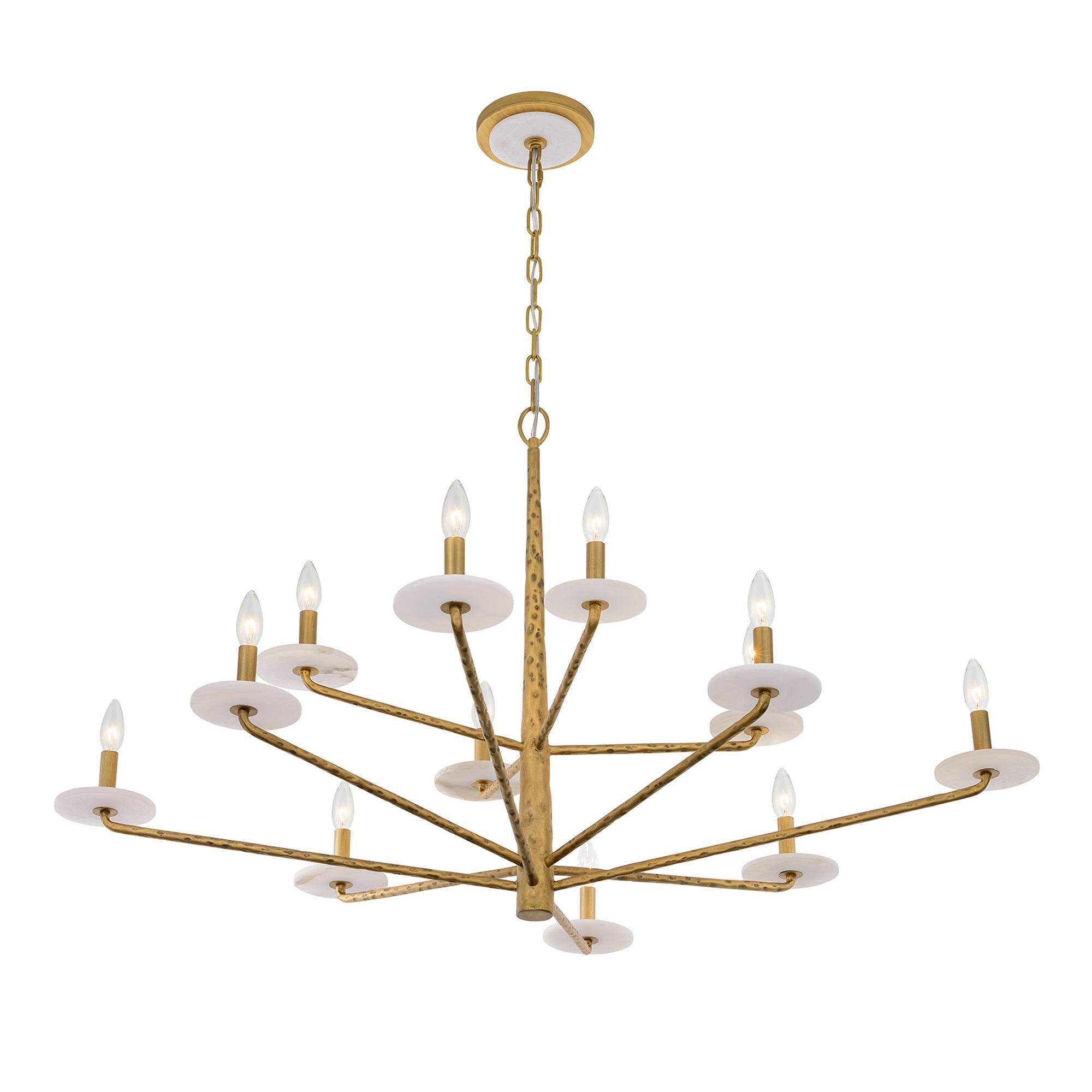 Shown in Distressed Gold finish and Natural Alabaster Stone accent