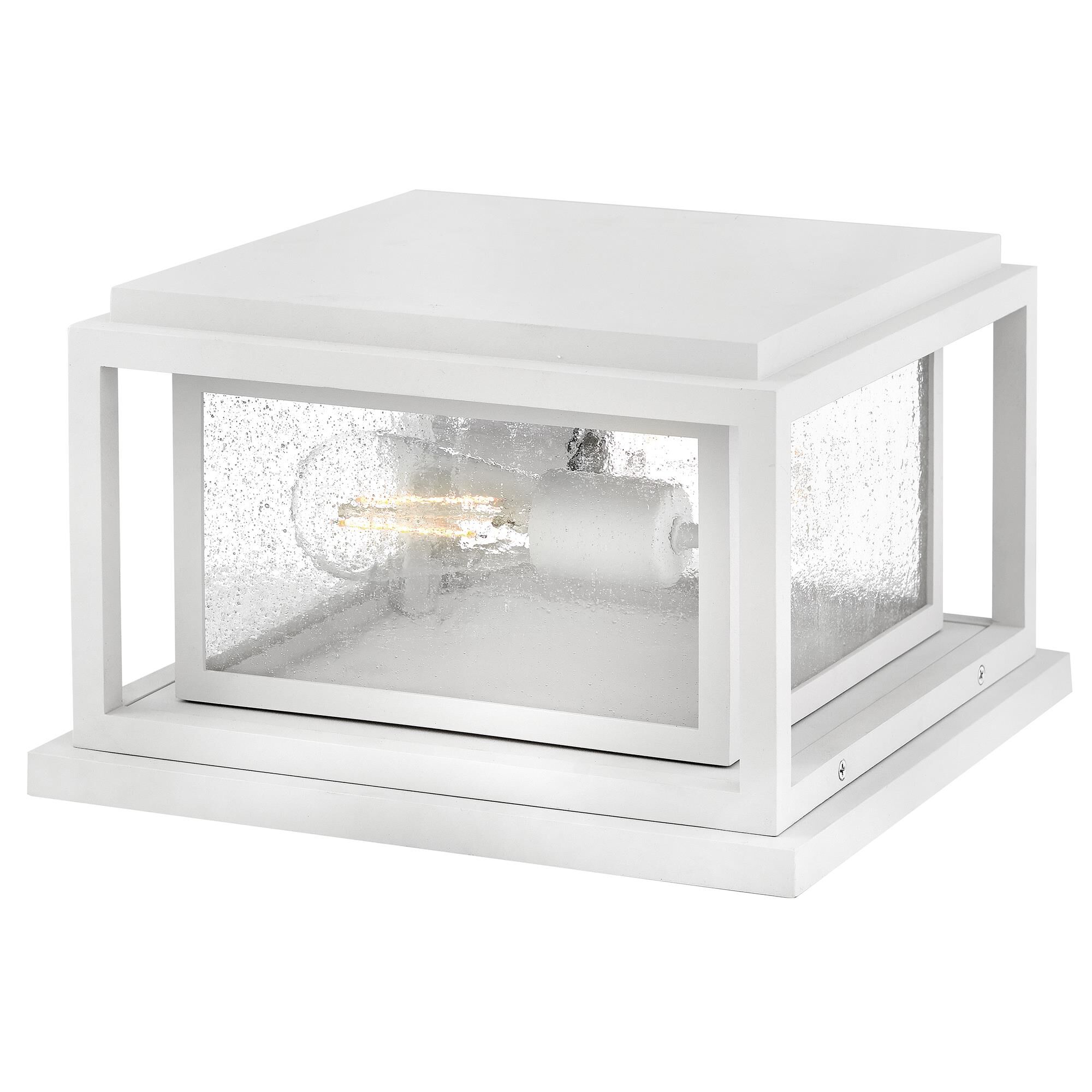 Shown in Textured White finish and Clear Seedy glass