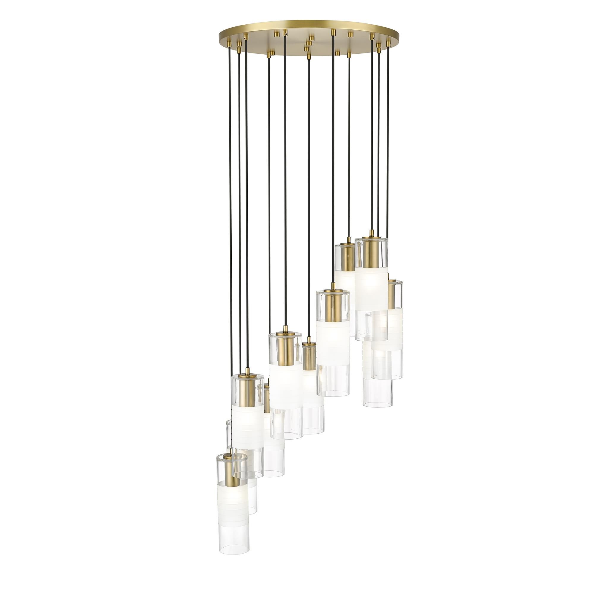 Shown in Modern Gold finish and Clear+frosted glass and Clear+frosted shade
