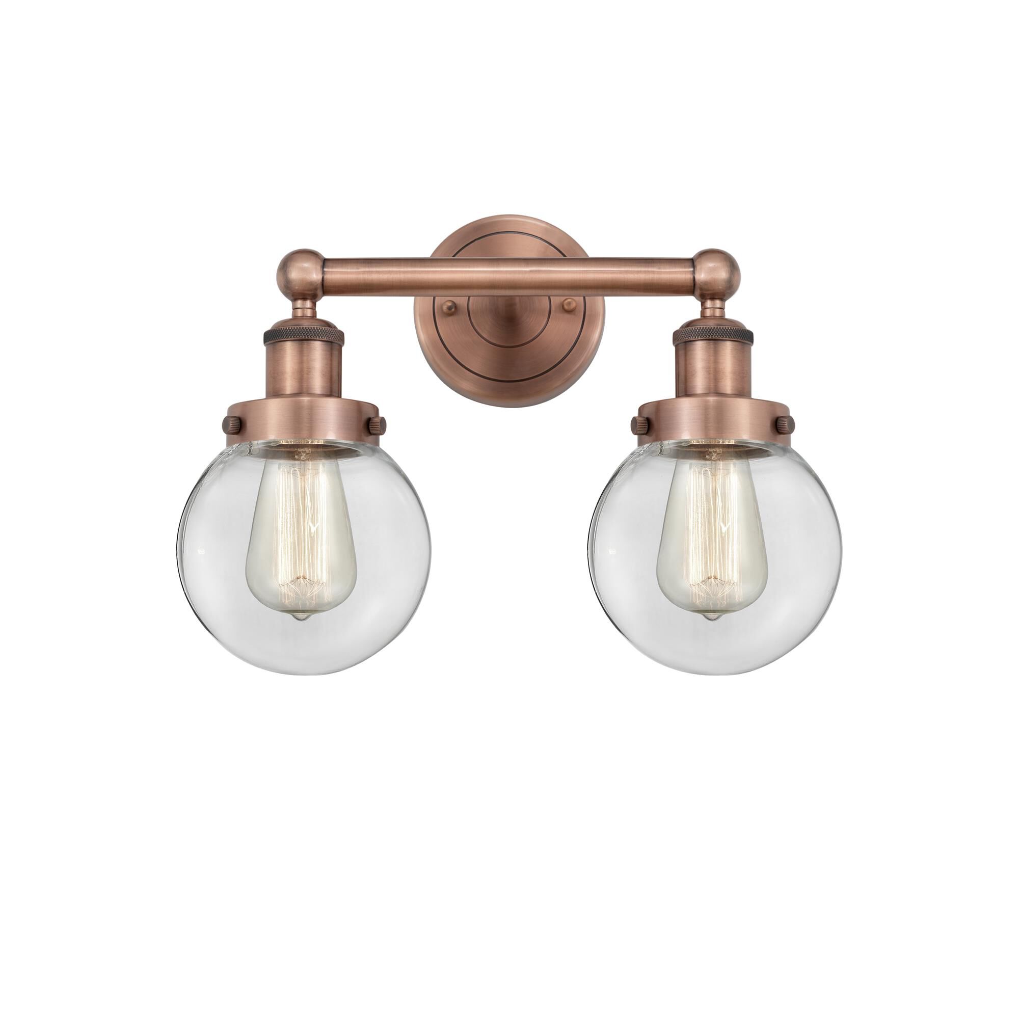 Shown in Antique Copper finish and Clear glass