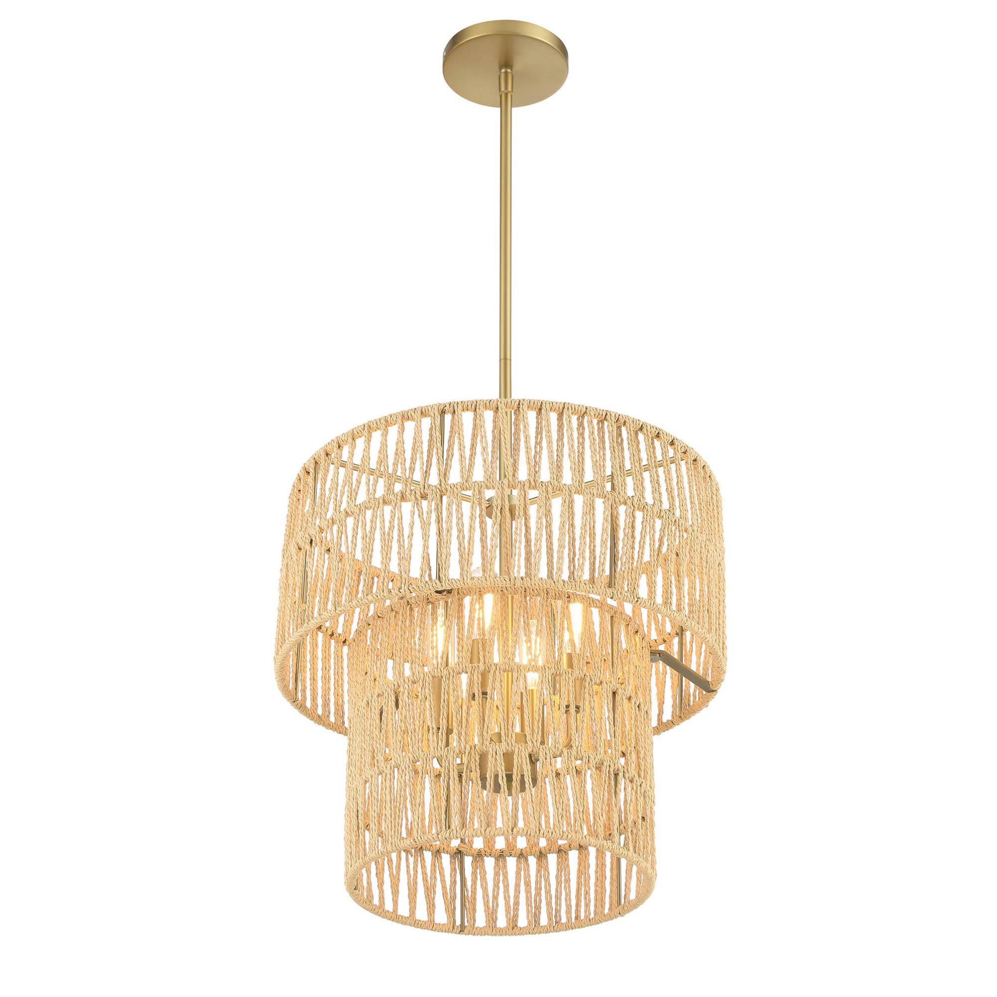 Shown in Soft Brass finish and Papyrus Rope shade
