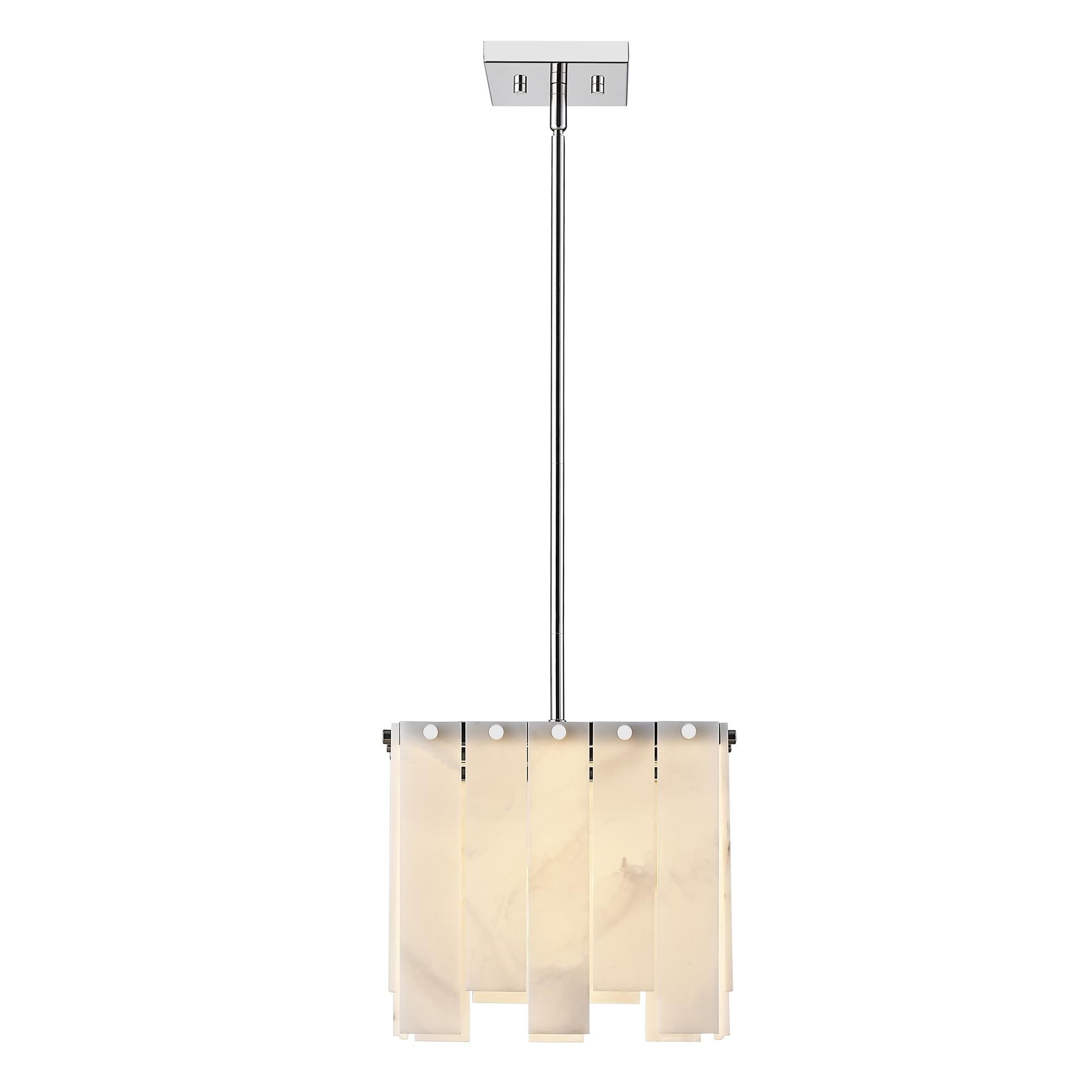 Shown in Polished Nickel finish and Alabaster Resin shade