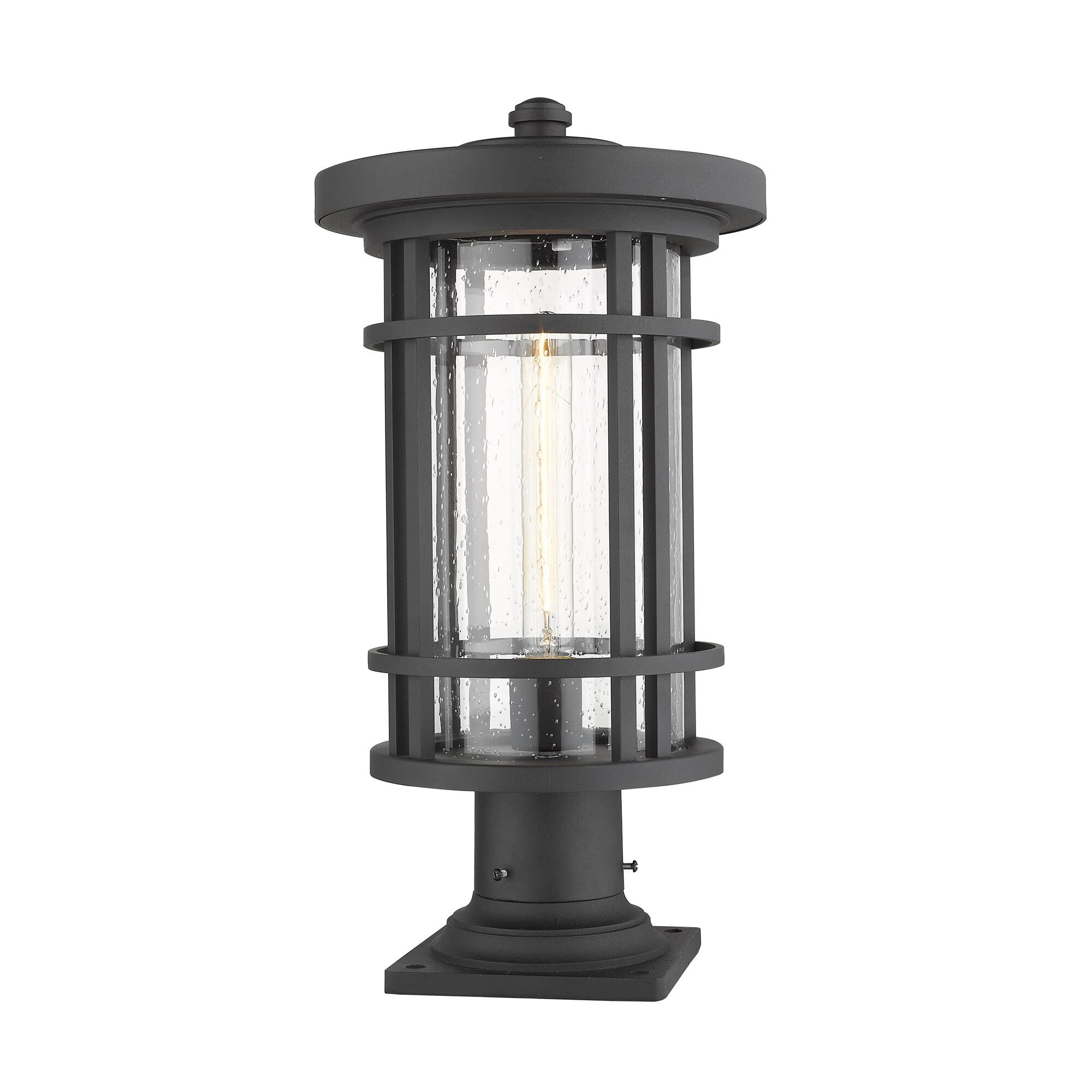 Shown in Black finish and Glass shade