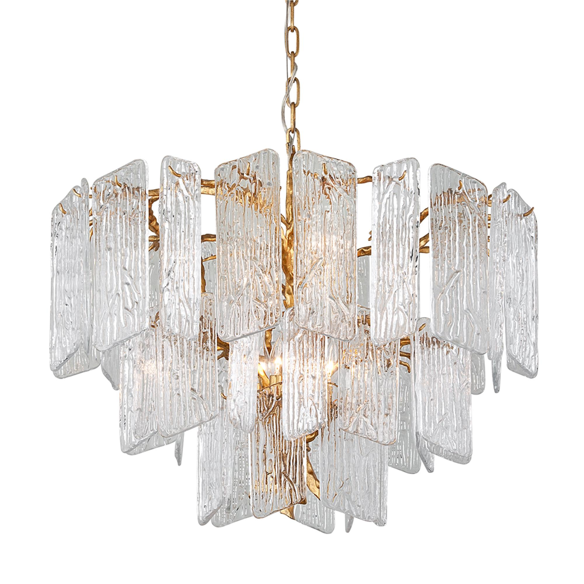 Shown in Royal Gold finish and Clear glass and Handmade Glass shade