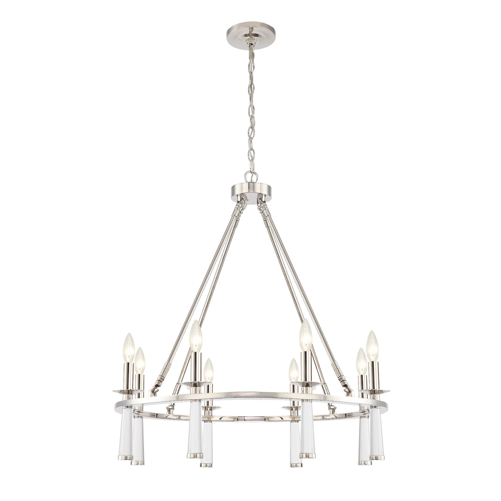 Shown in Polished Nickel finish and Silk glass and White shade