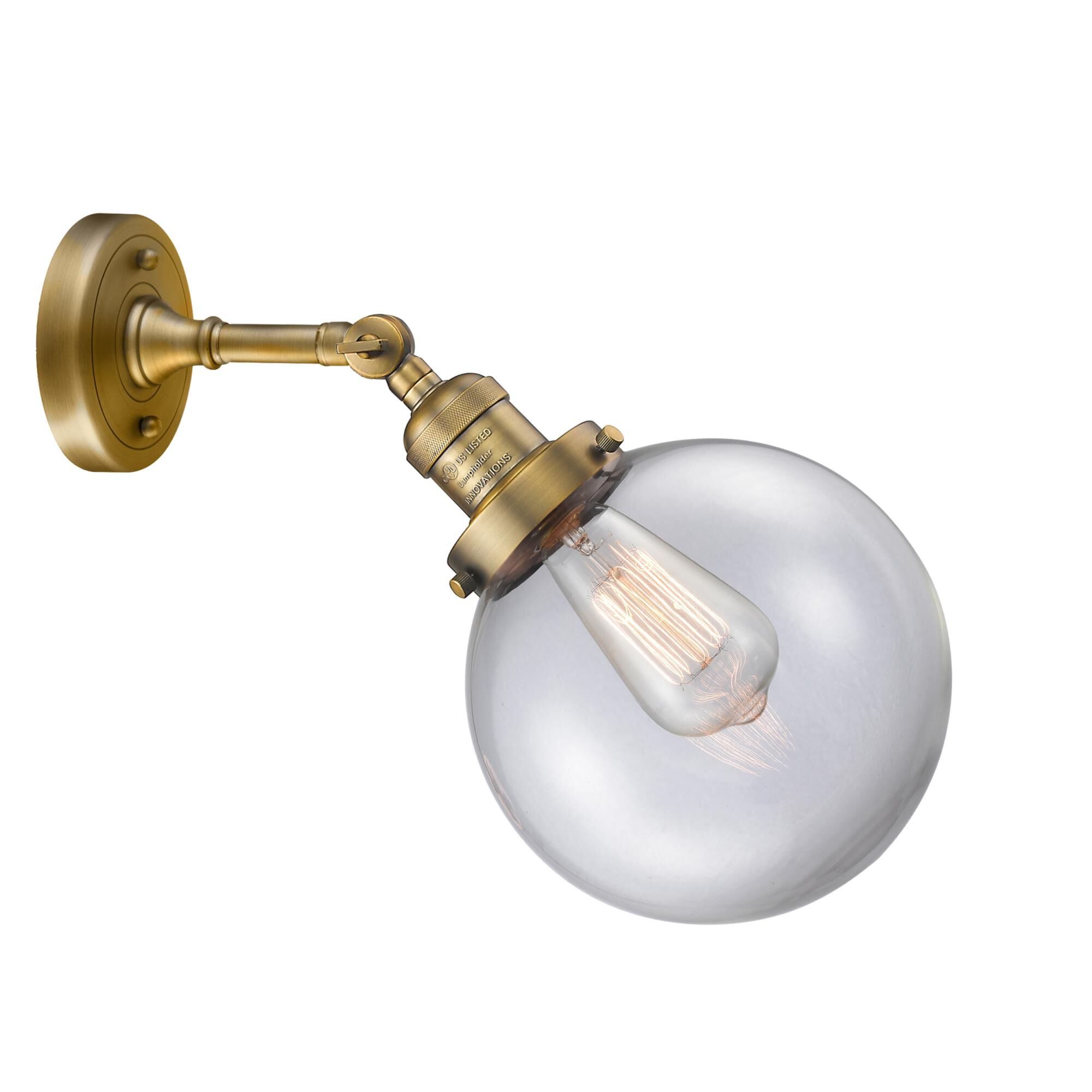 Shown in Brushed Brass finish and Clear glass and No Accent accent