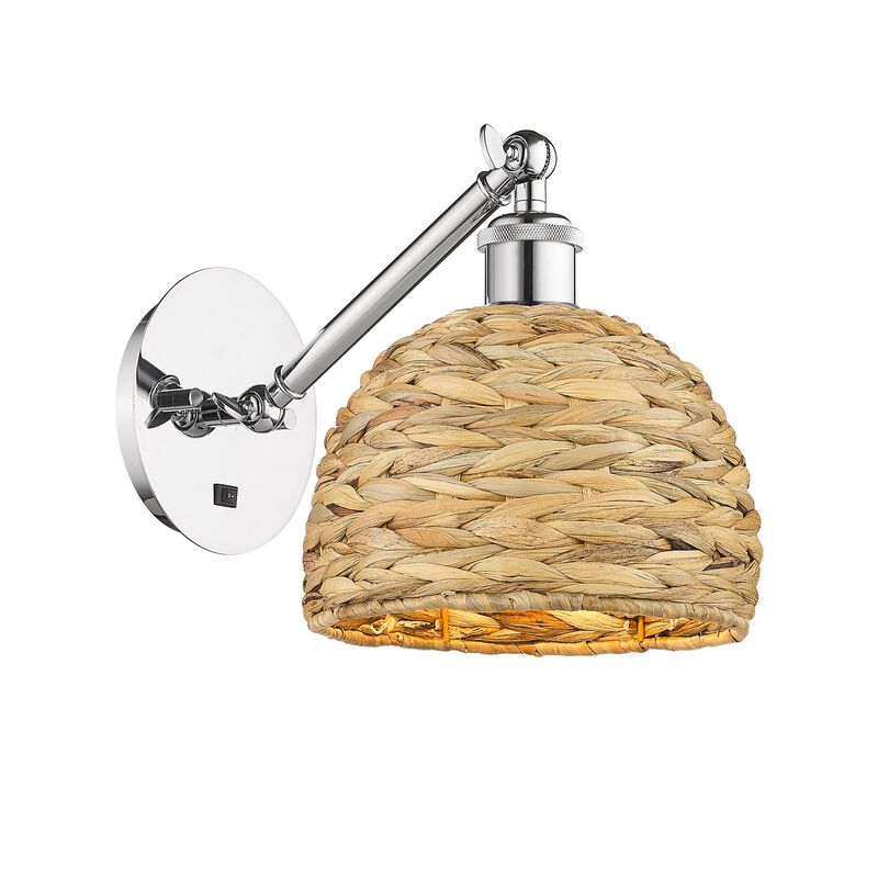 Bruno Marashlian Woven Rattan 8 Inch Wall Swing Lamp by Innovations Lighting