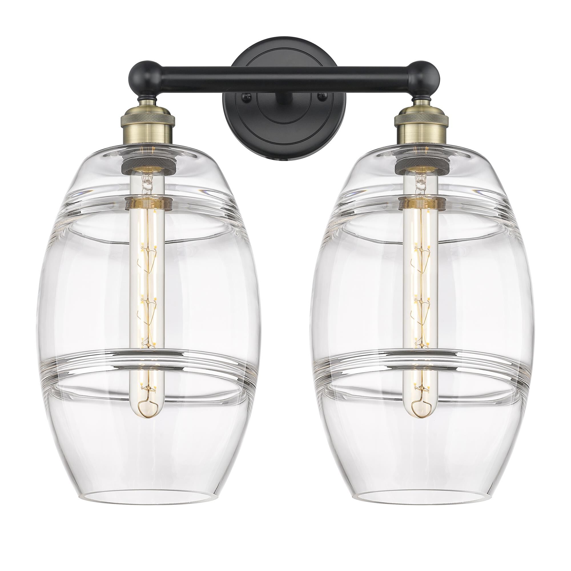 Shown in Black Antique Brass finish and Clear glass