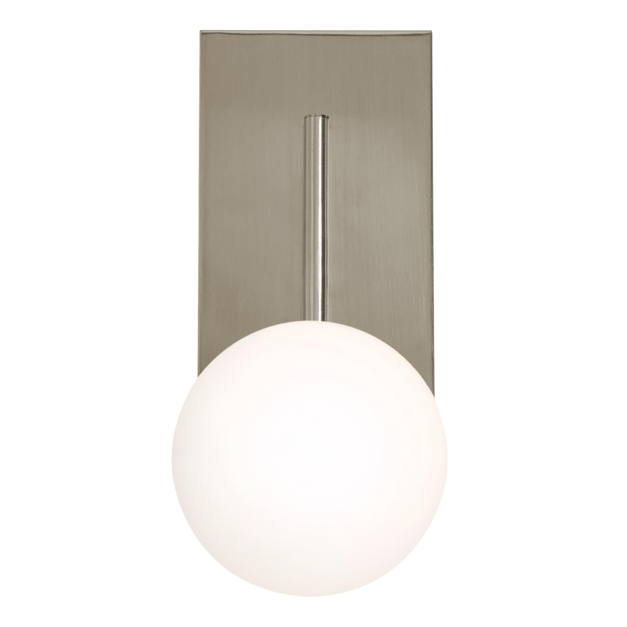 Shown in Satin Nickel finish and White glass