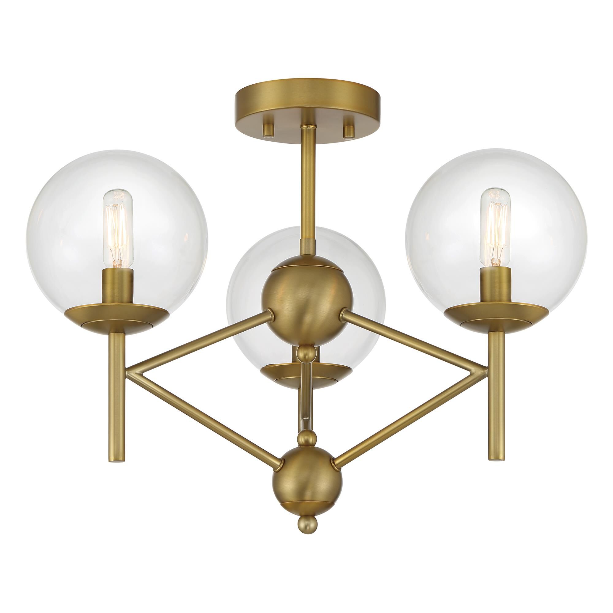 Shown in Soft Brass finish and Clear glass