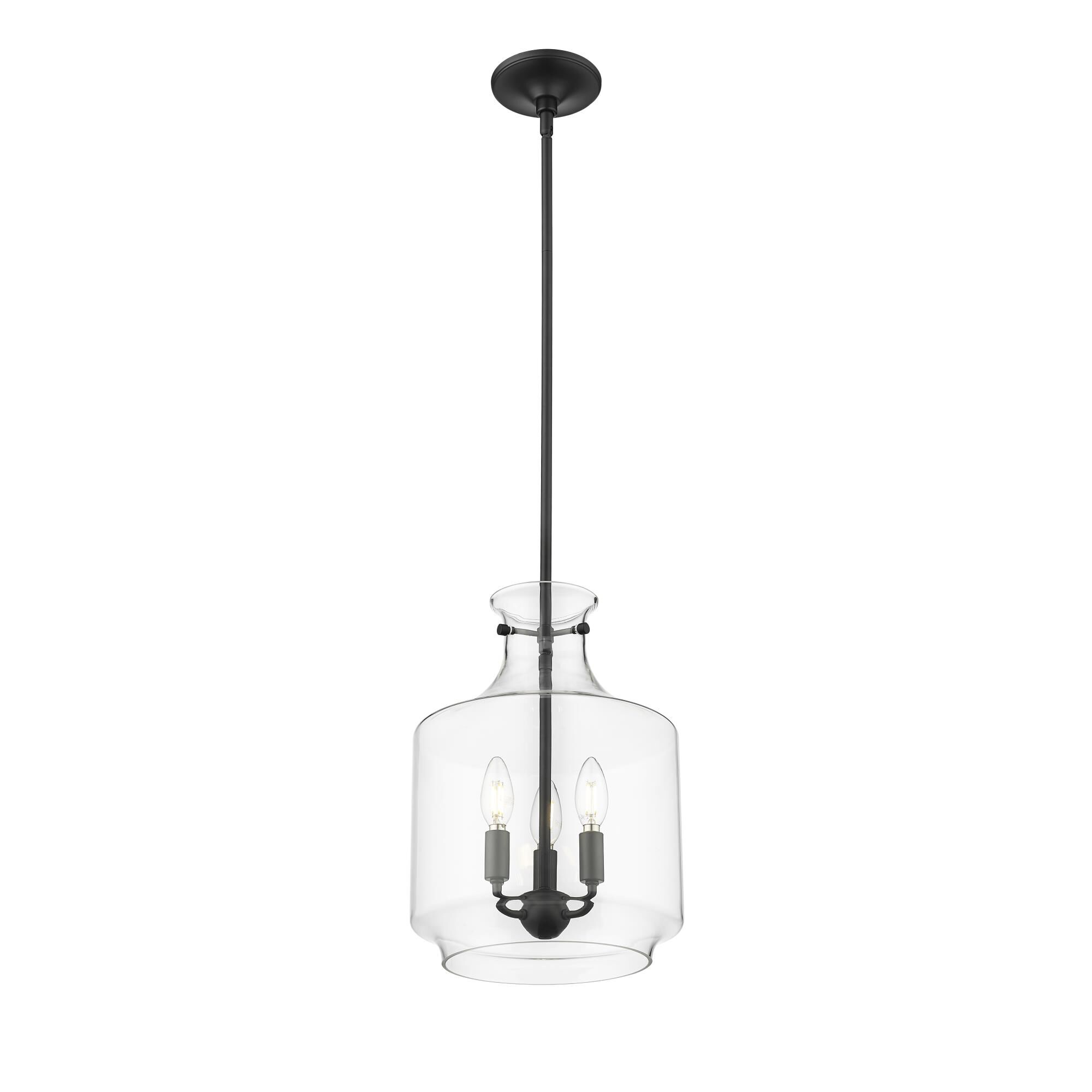 Shown in Matte Black finish and Clear glass