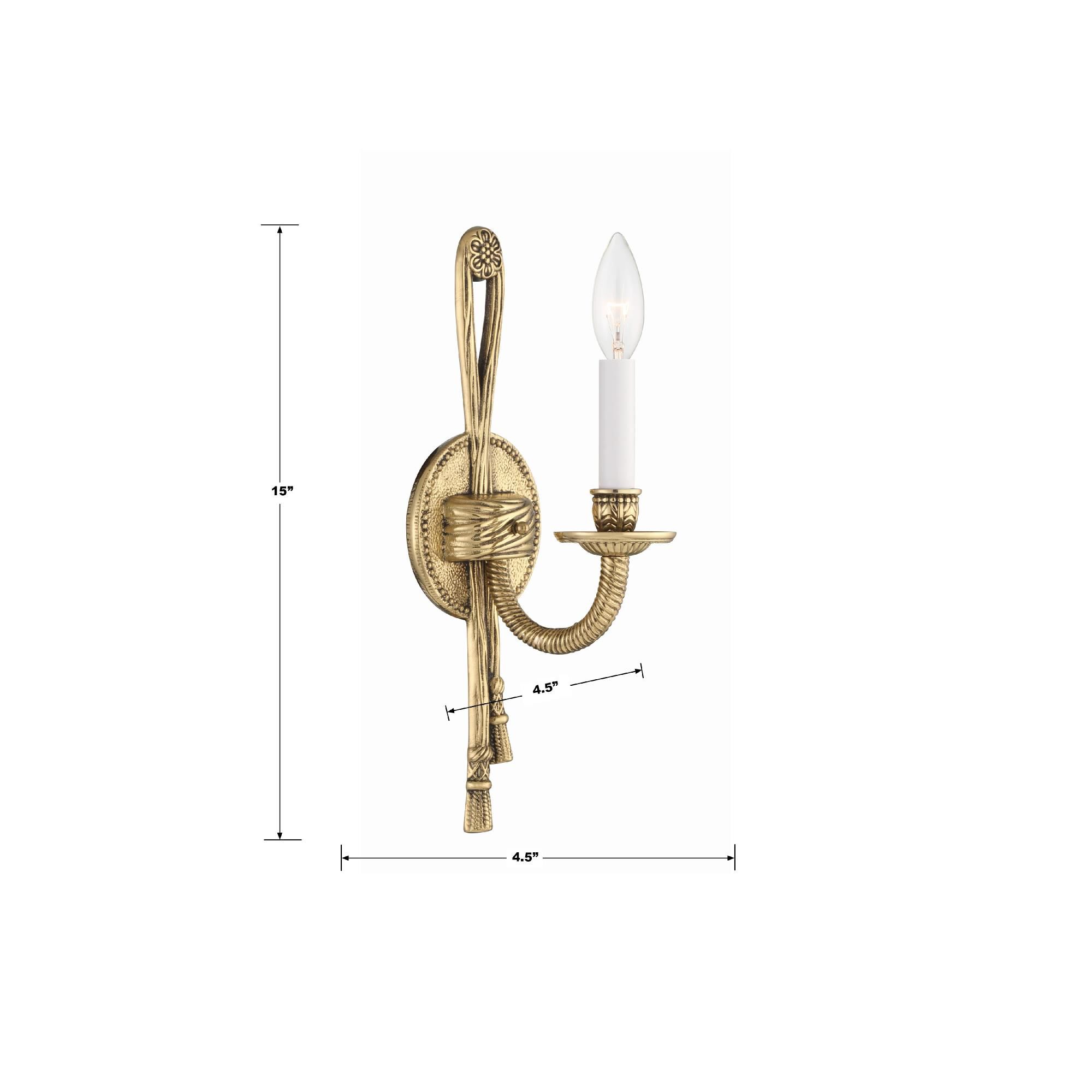 Crystorama Cast Brass Wall Mount 15 Inch Wall Sconce