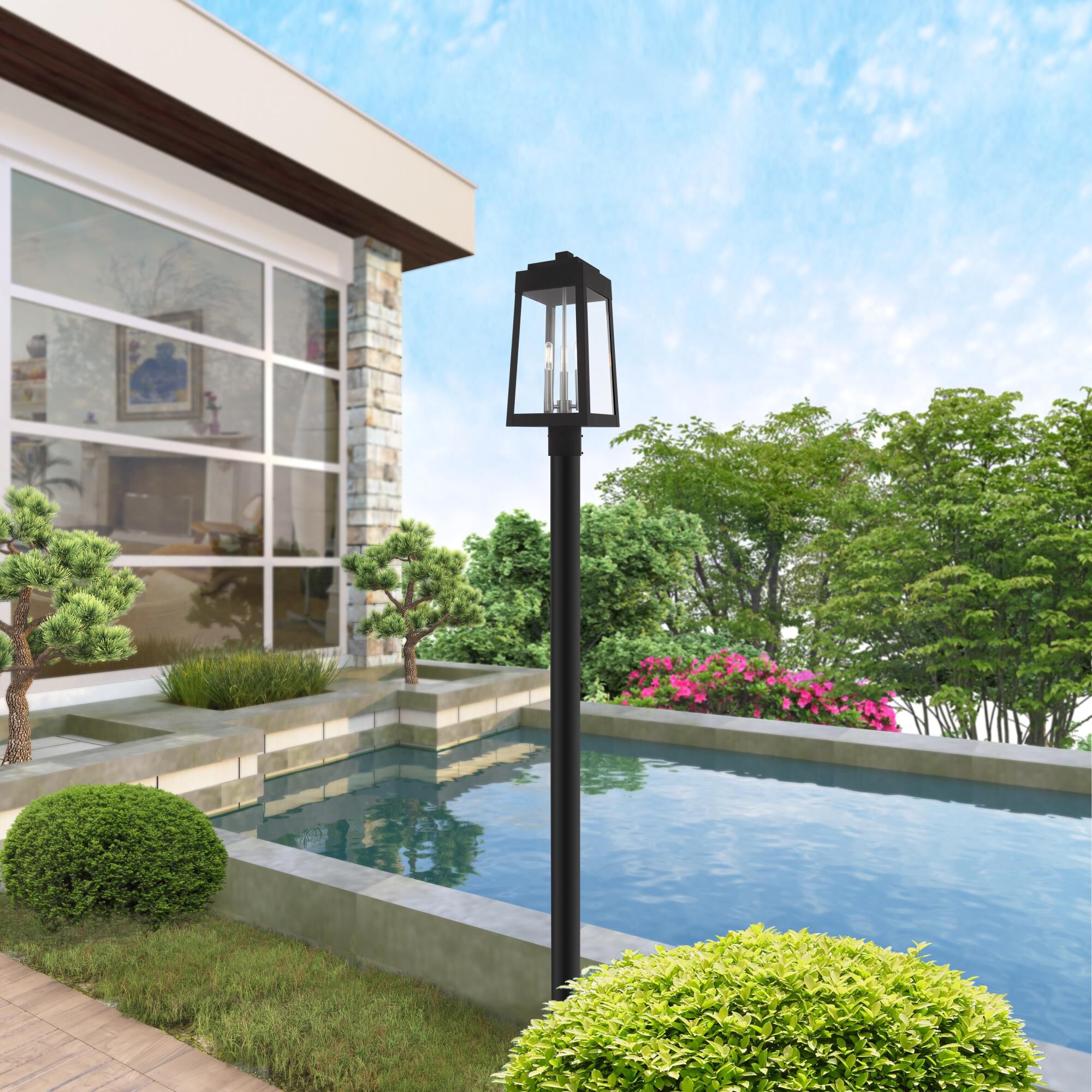 Oslo 20 Inch Tall 3 Light Outdoor Post Lamp by Livex Lighting