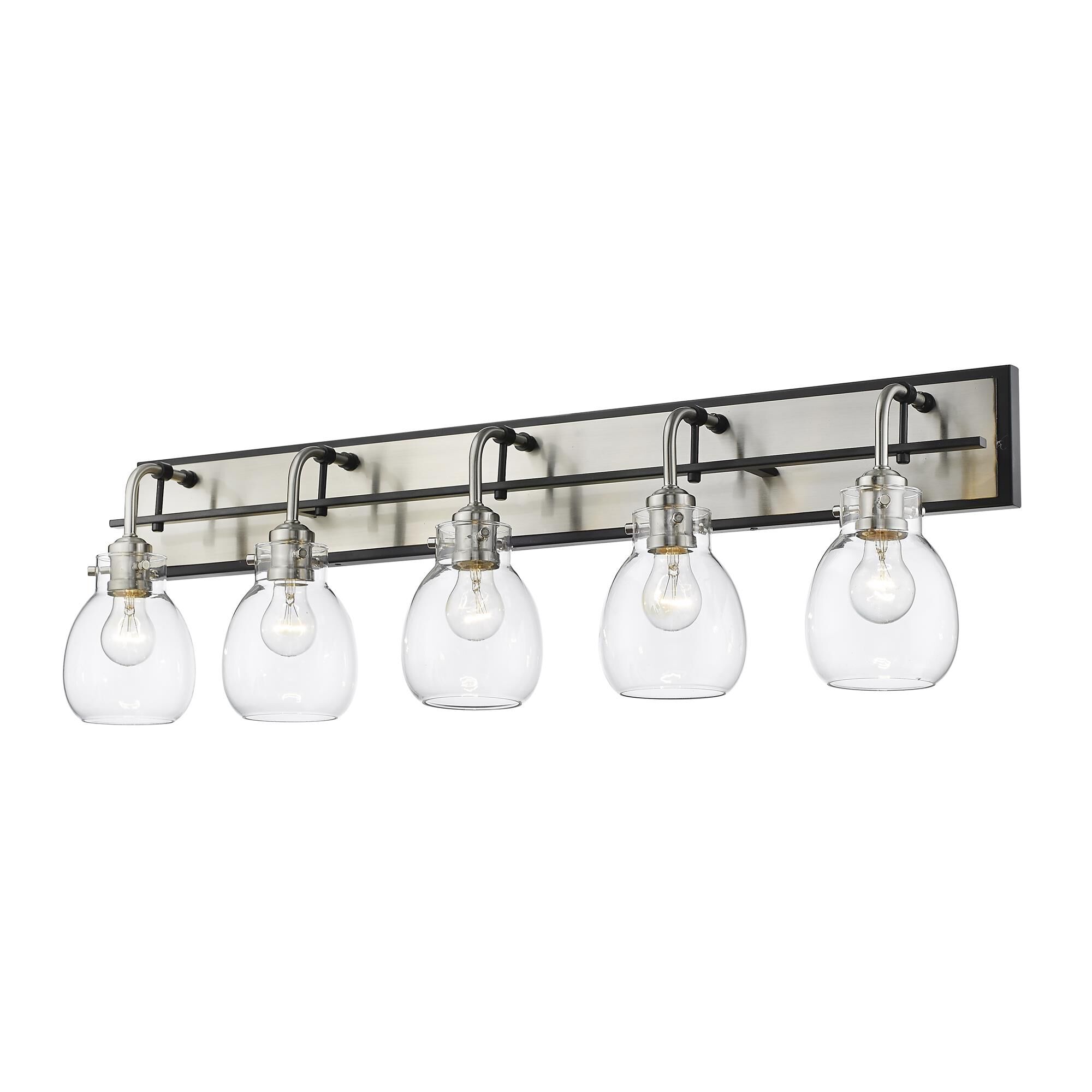 Shown in Matte Black + Brushed Nickel finish and Glass shade
