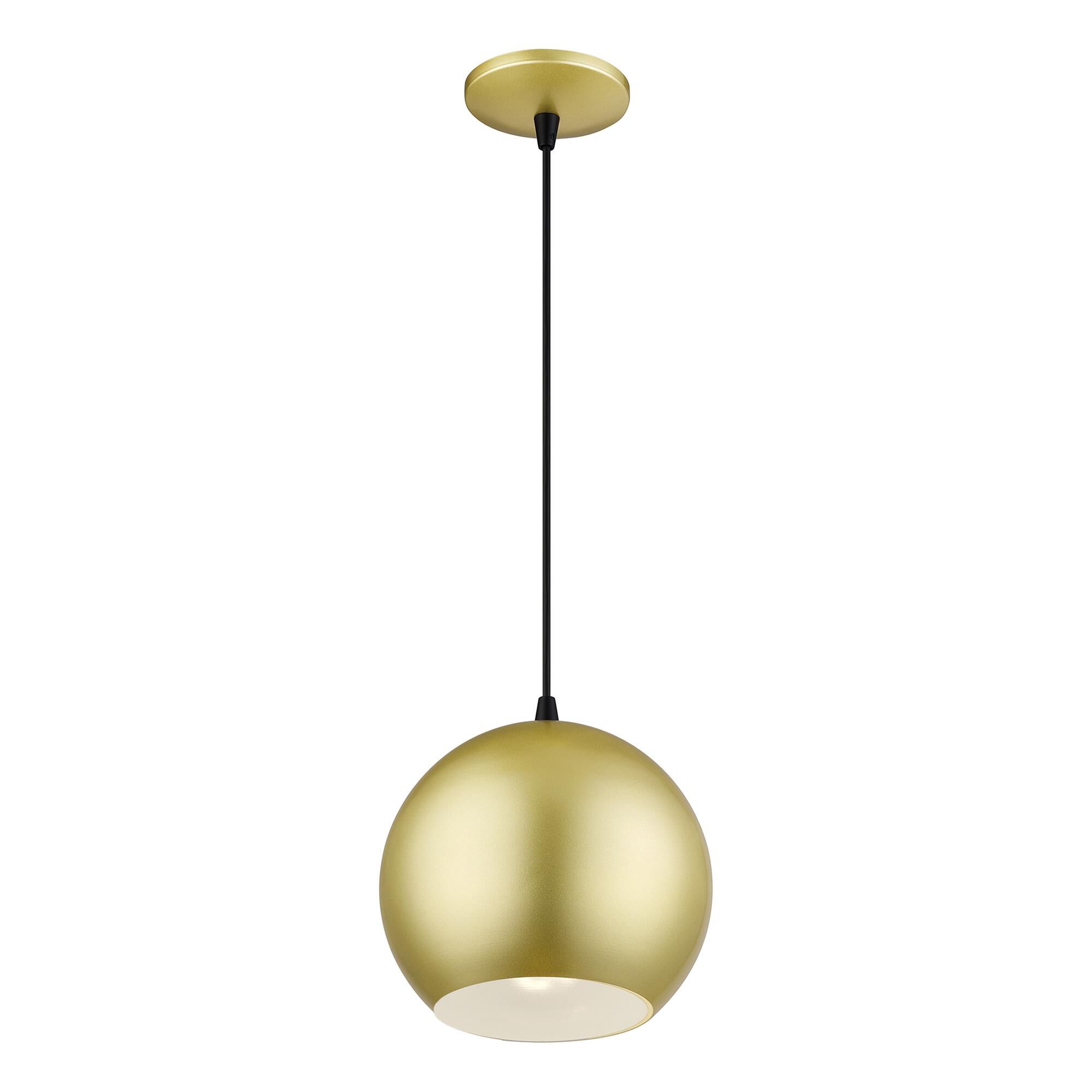 Shown in Soft Gold with Black Accents finish and Soft Gold Aluminum with Shiny White Inside shade