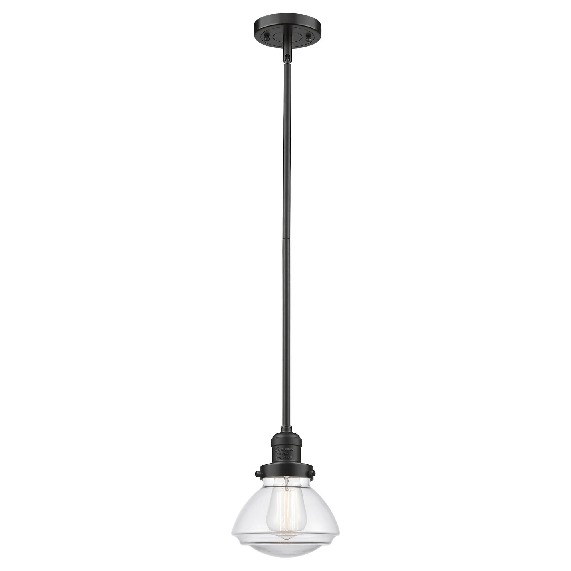 Shown in Oil Rubbed Bronze finish and Transparent  Clear Olean glass and Bulb Tint - Clear accent