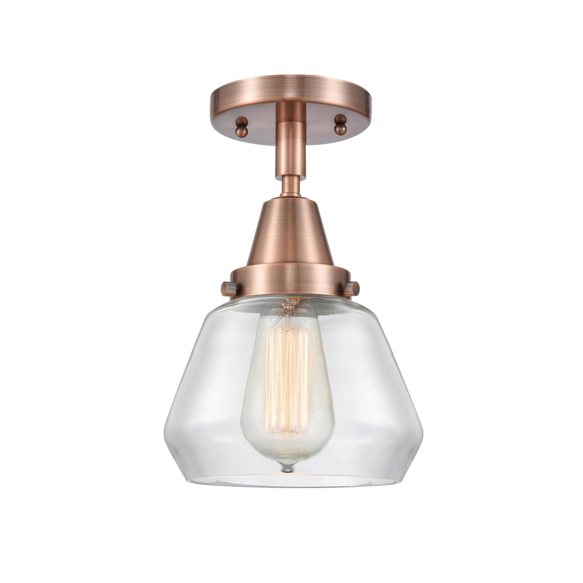 Shown in Antique Copper finish and Clear Fulton glass