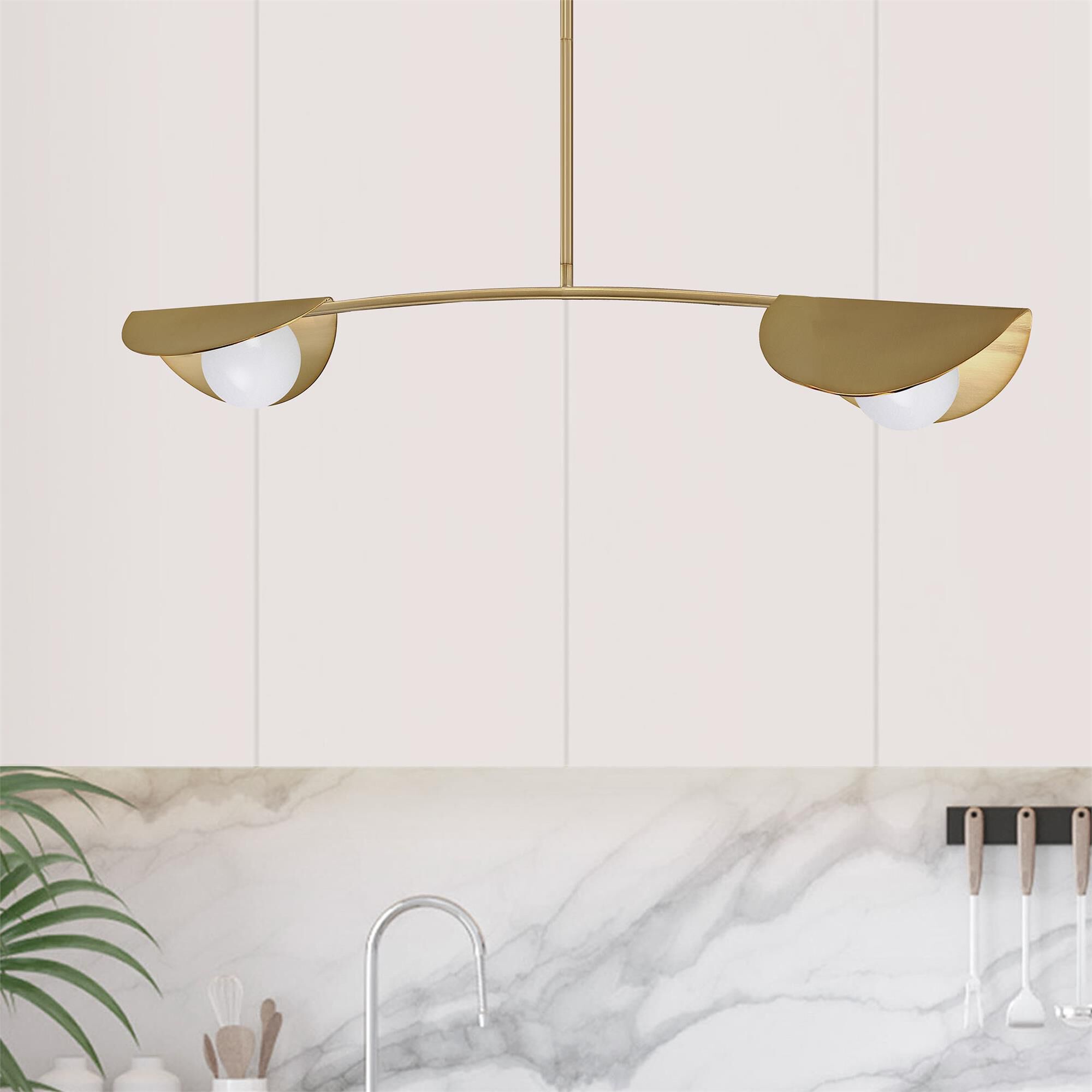 Shown in Aged Brass and White finish and Aged Brass Dome shade