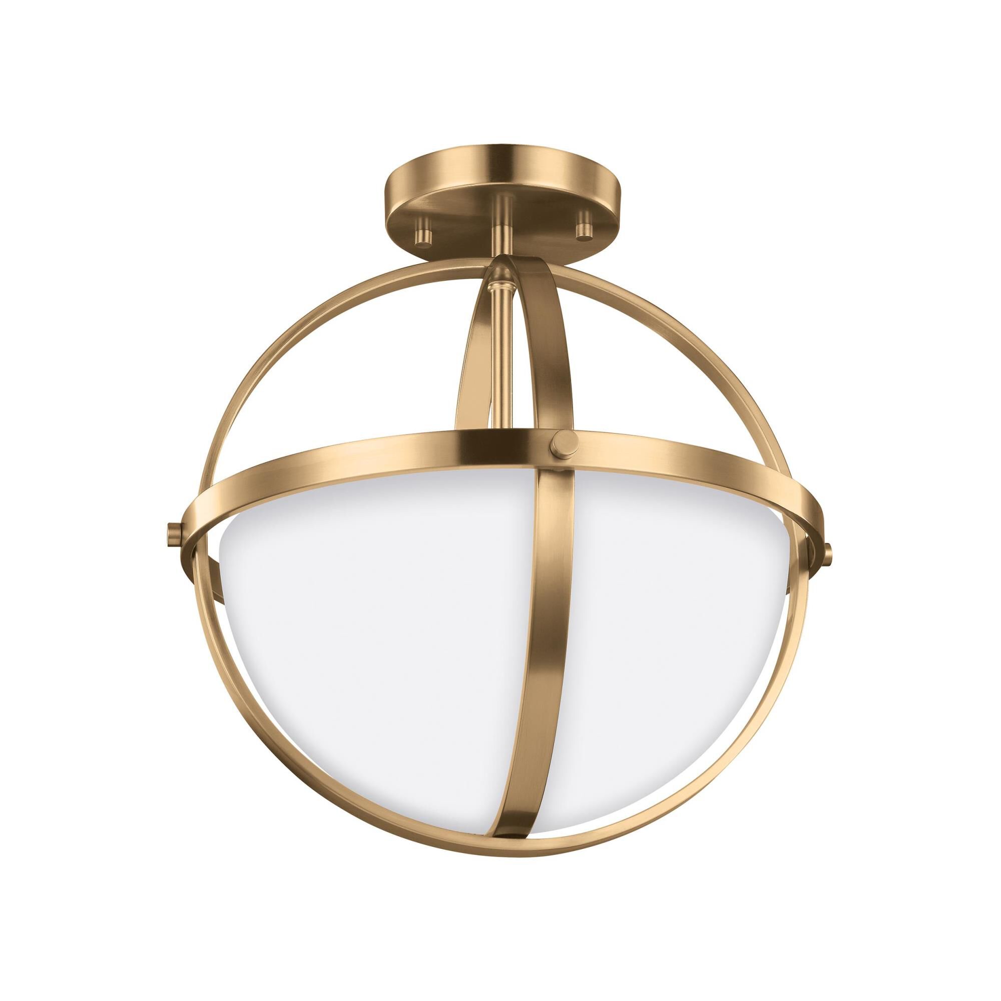 Shown in Satin Bronze finish and Etched / White Inside  Shade glass and Etched / White Inside Glass shade