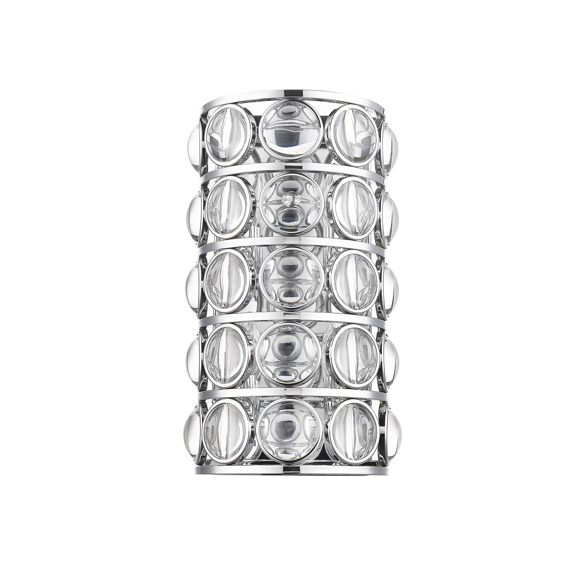 Shown in Chrome finish and Crystal glass and Crystal shade