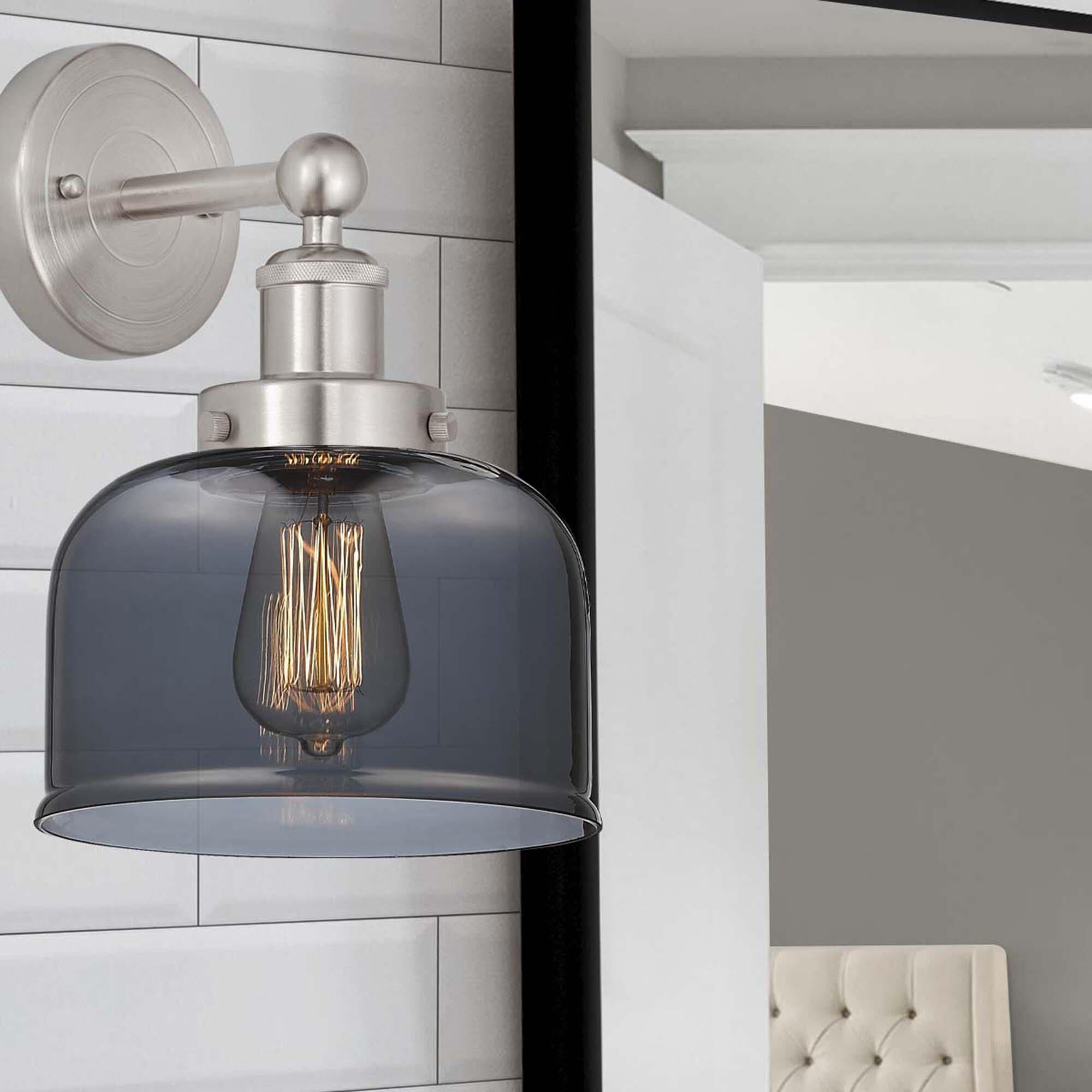 Shown in Brushed Satin Nickel  finish and Plated Smoke glass