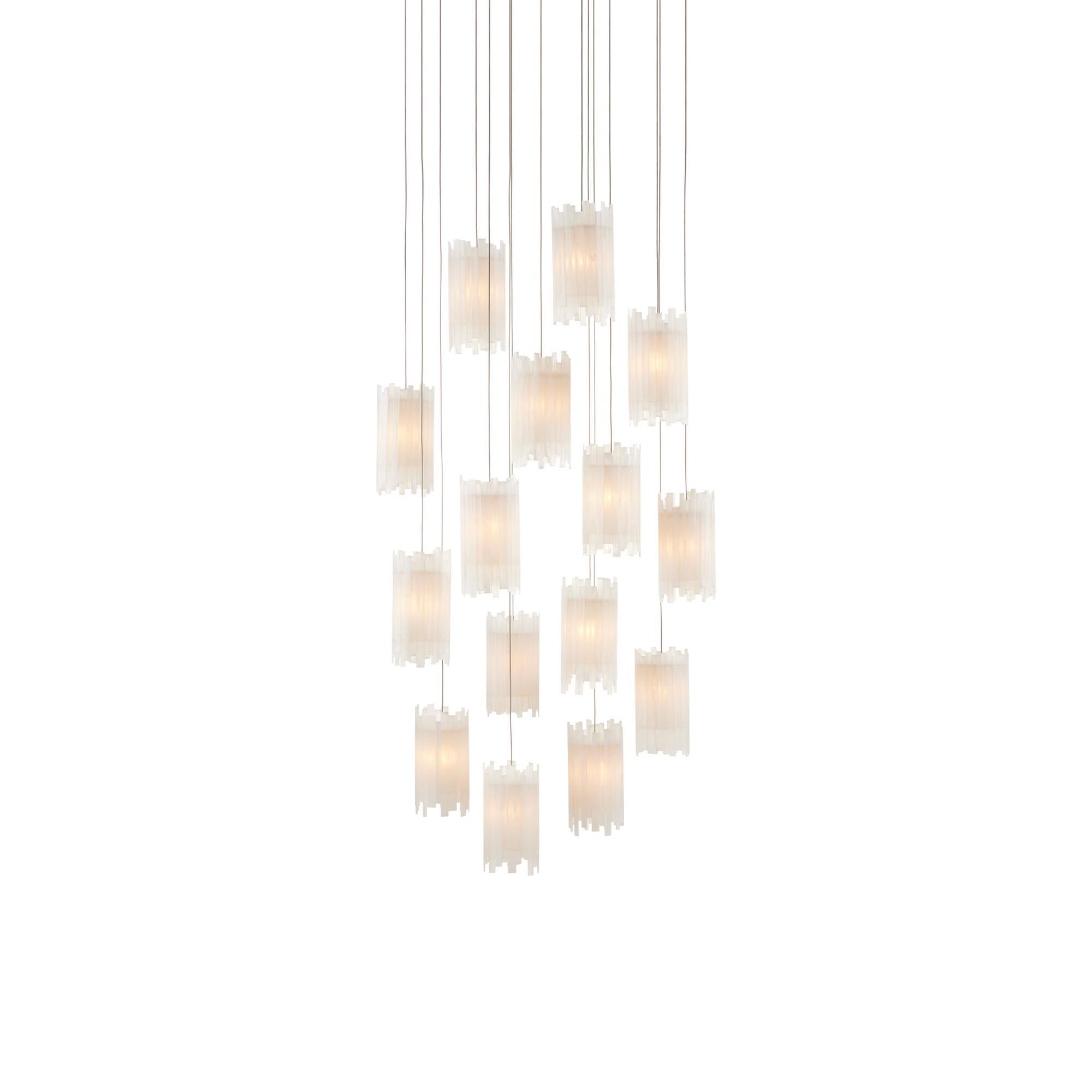 Shown in Natural/Painted Silver finish and Selenite/Frosted Glass shade