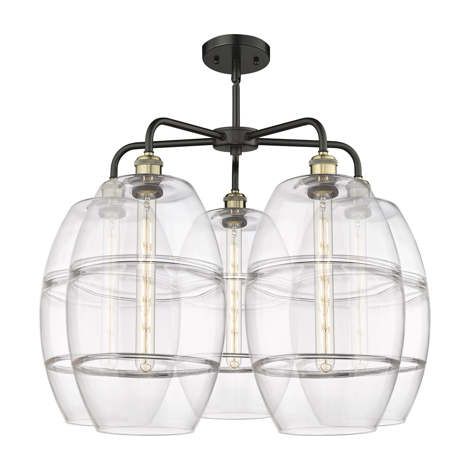 Shown in Black Antique Brass finish and Clear glass