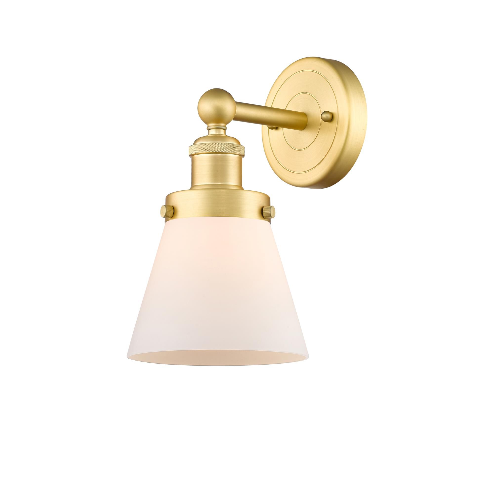 Shown in Satin Gold finish and Matte White glass