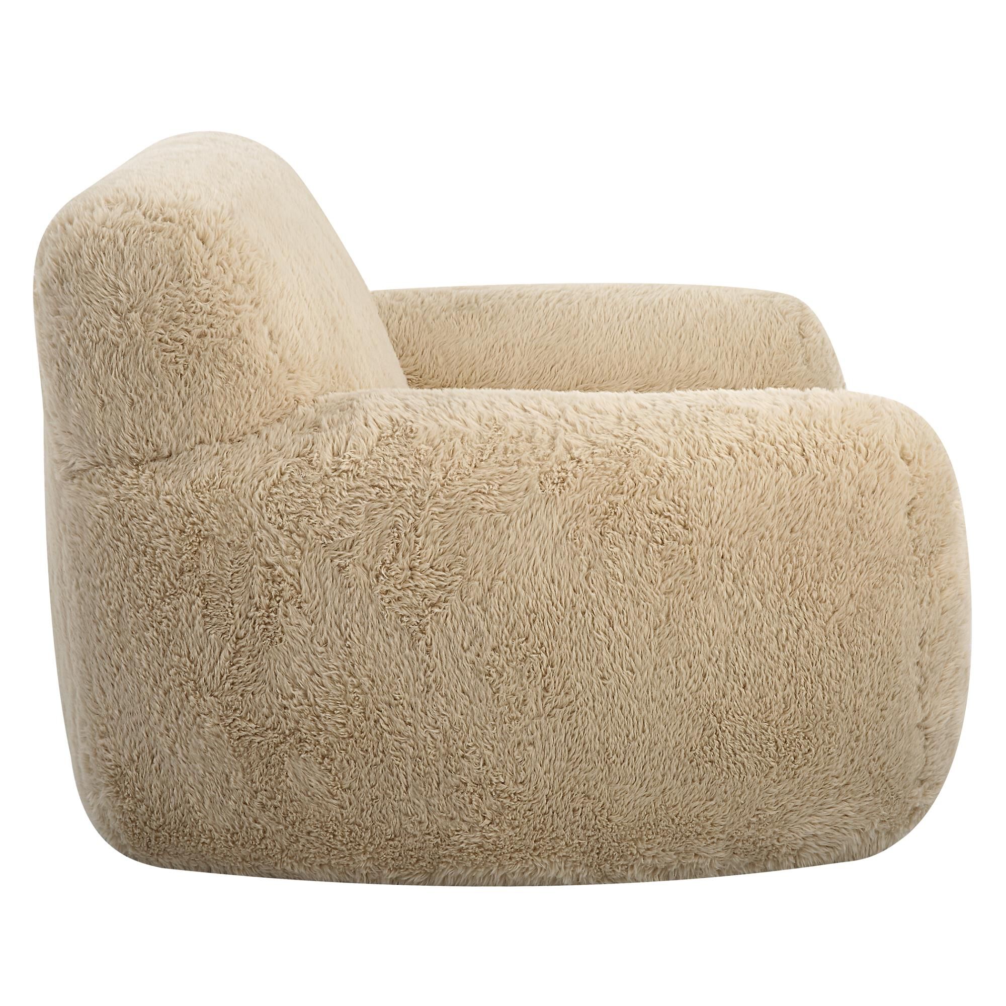 Shown in The Definition Of A Cozy Place To Rest, The Caramel Toned Long-Haired Faux Sheepskin Creates Rich Te finish