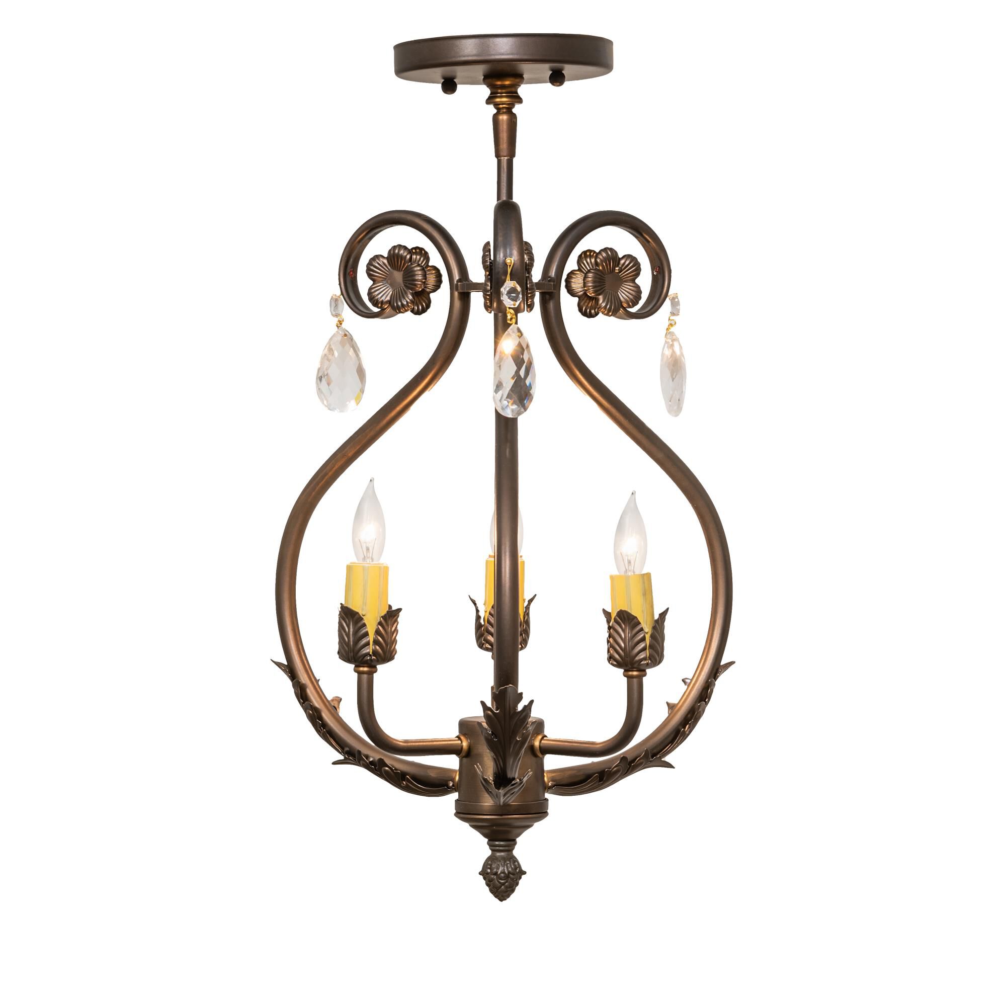 Shown in Antique Copper Finish;Crystal finish