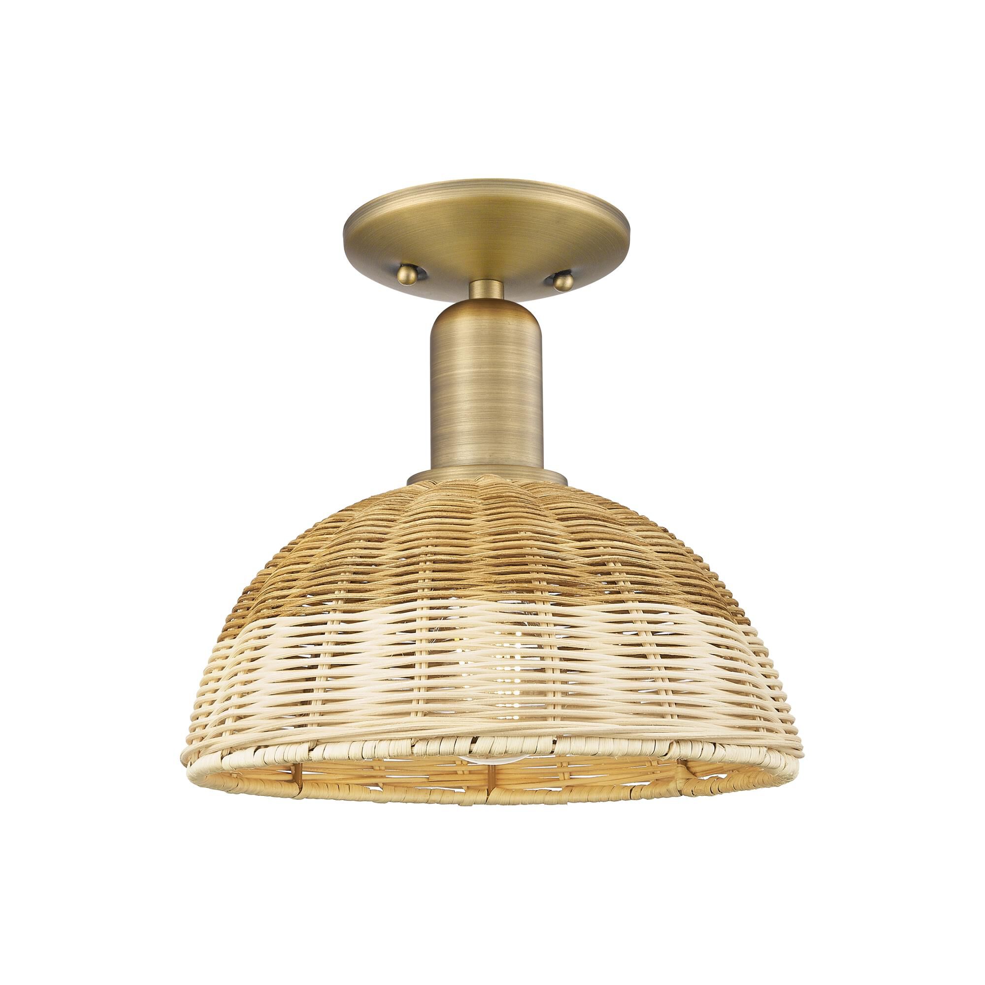 Shown in Brushed Brass finish and Natural shade