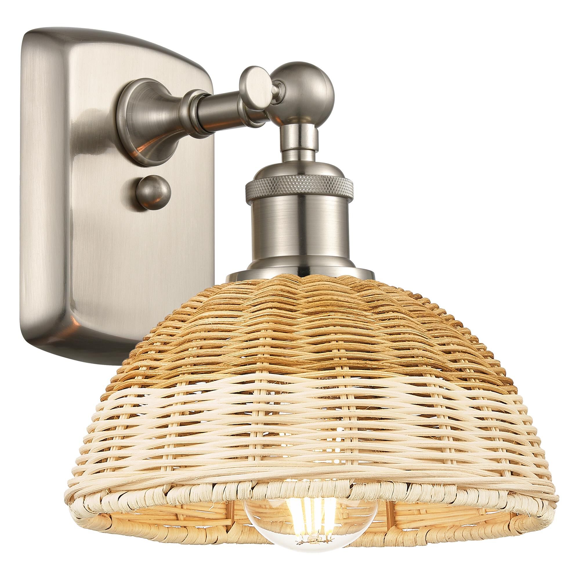 Shown in Brushed Satin Nickel finish and Natural shade