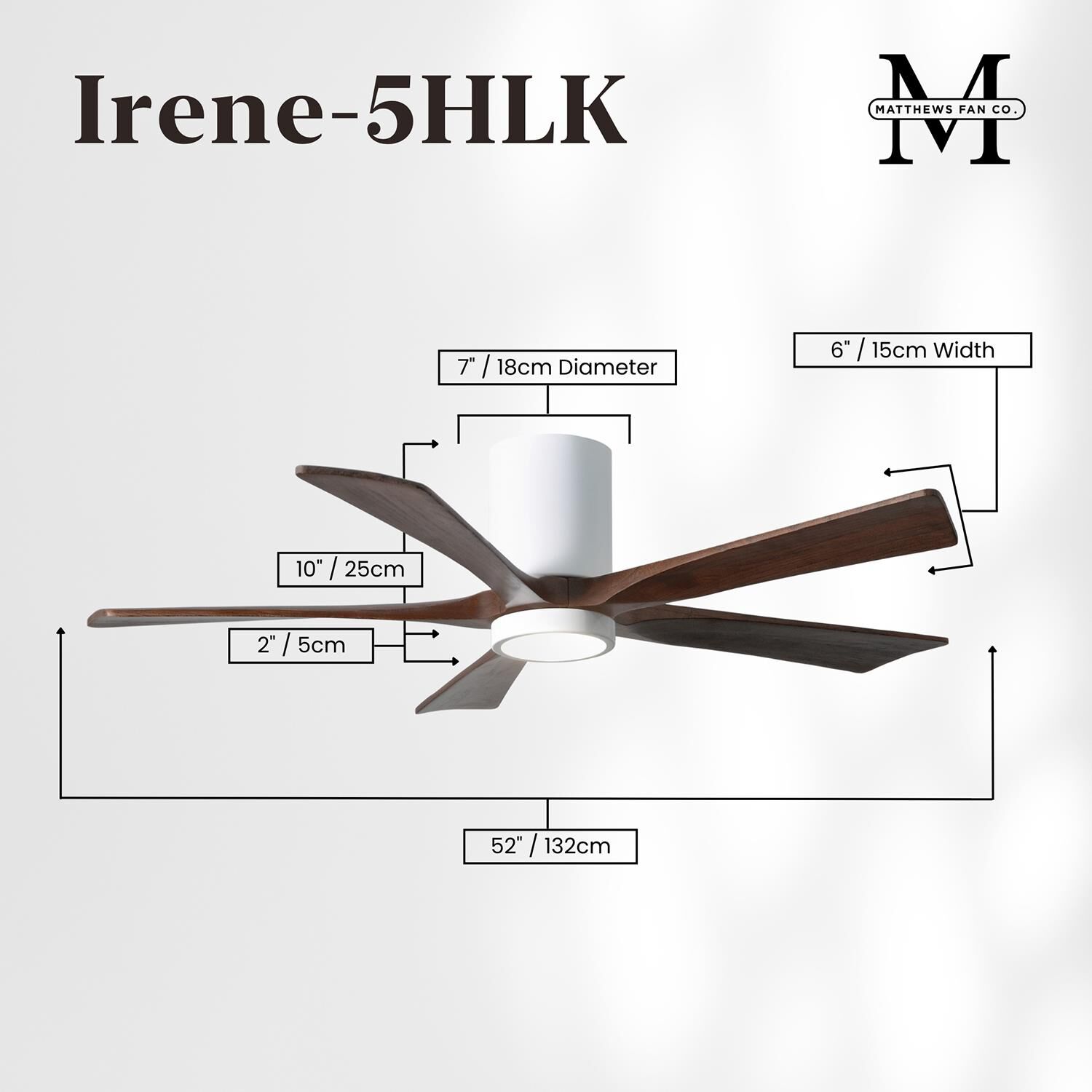 Irene 52 Inch Flush Mount Fan with Light Kit by Matthews Fan Company