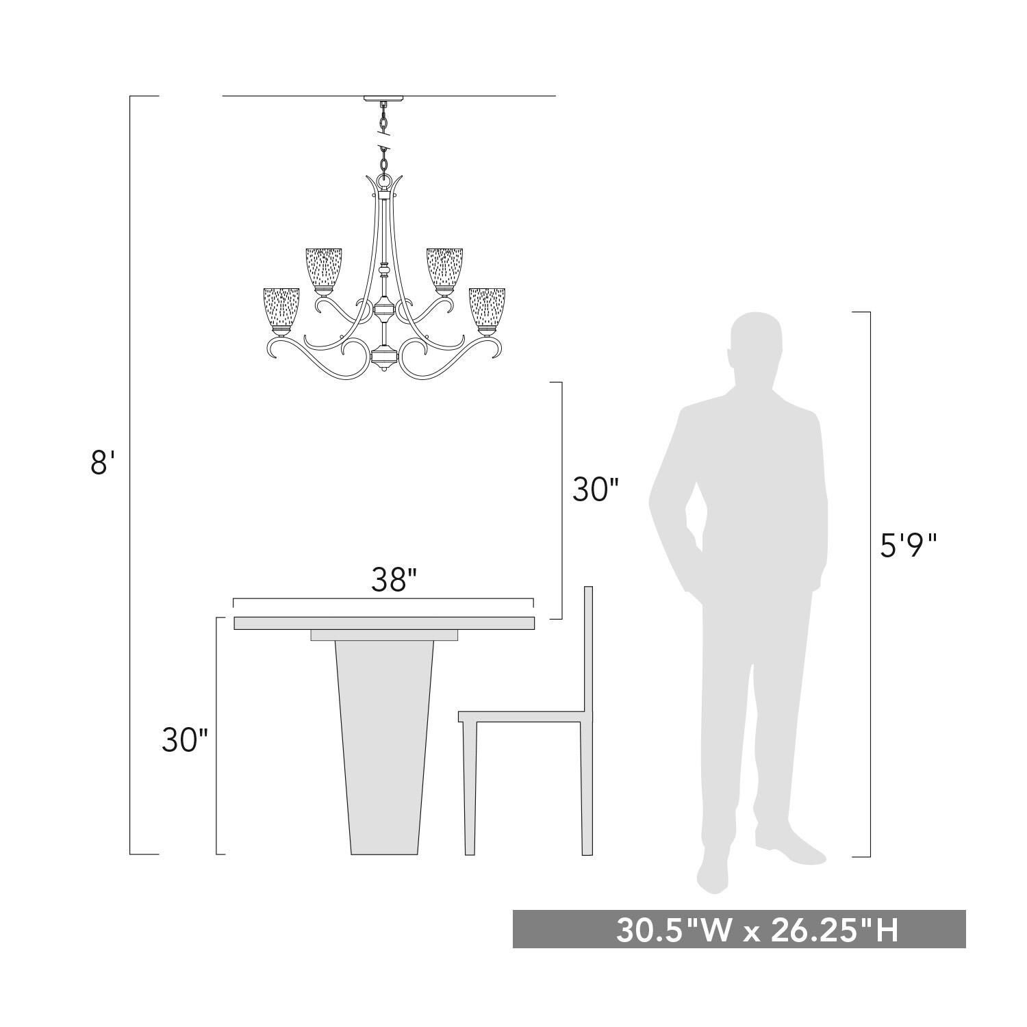 Parrish 30 Inch 9 Light Chandelier by Golden Lighting
