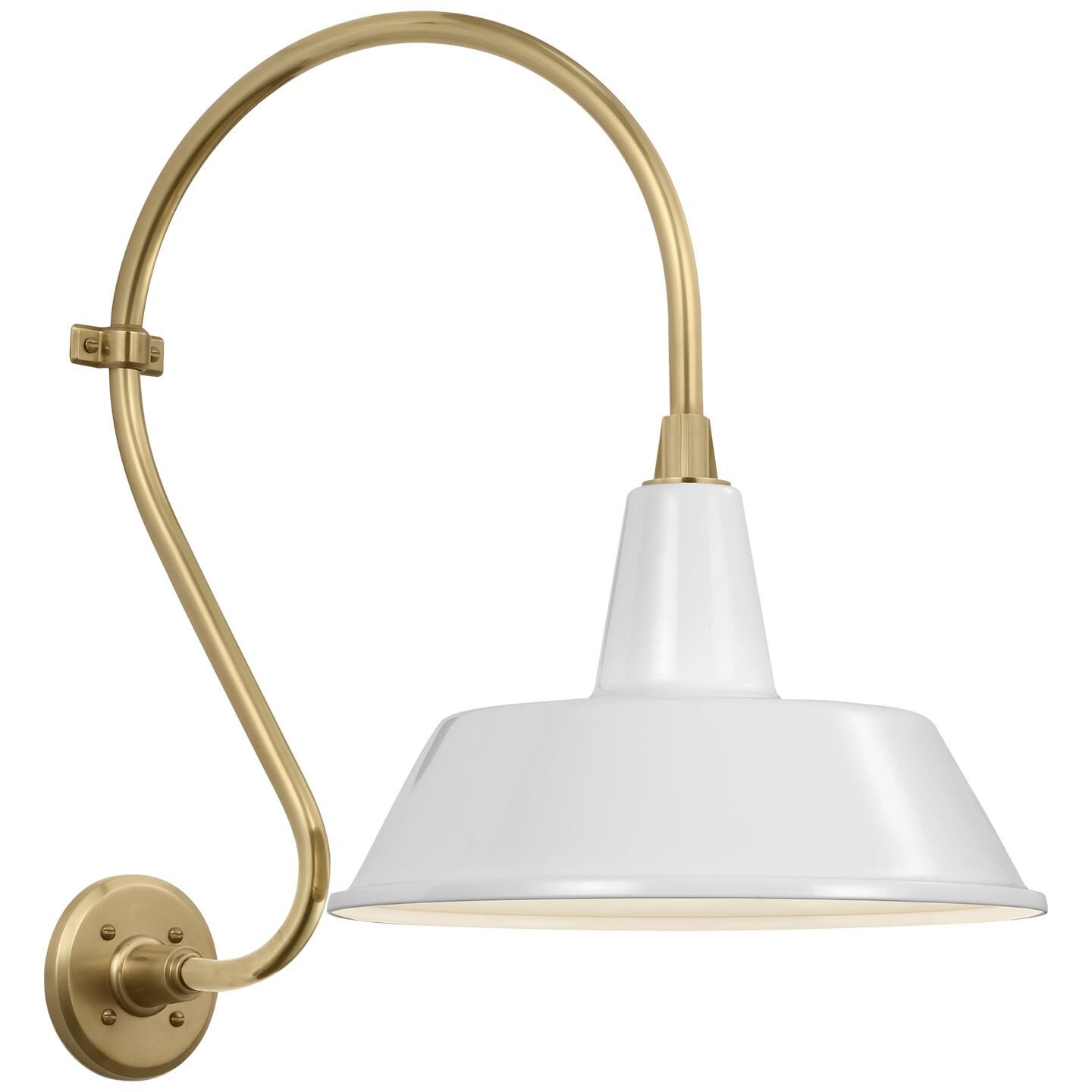 Shown in Hand-Rubbed Antique Brass finish and White Bowers shade