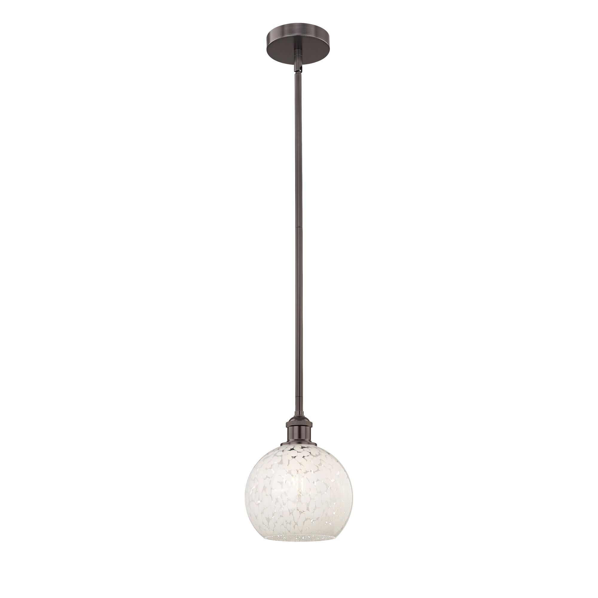 Shown in Oil Rubbed Bronze finish and White Mouchette glass