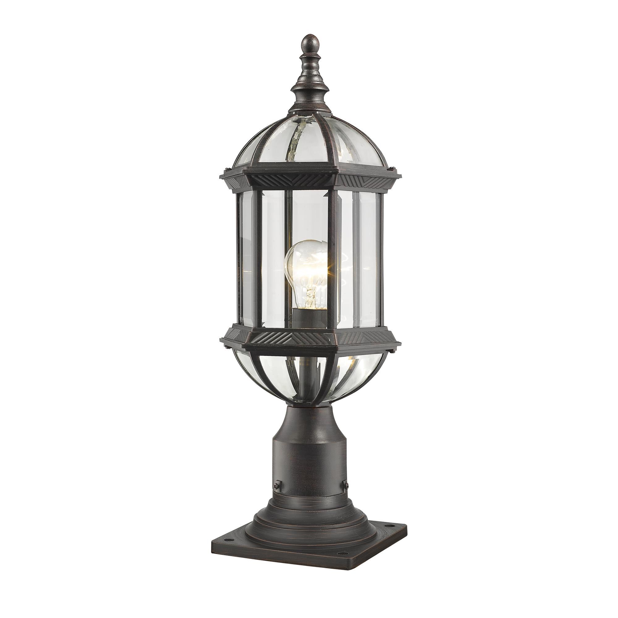 Shown in Rust finish and Glass shade