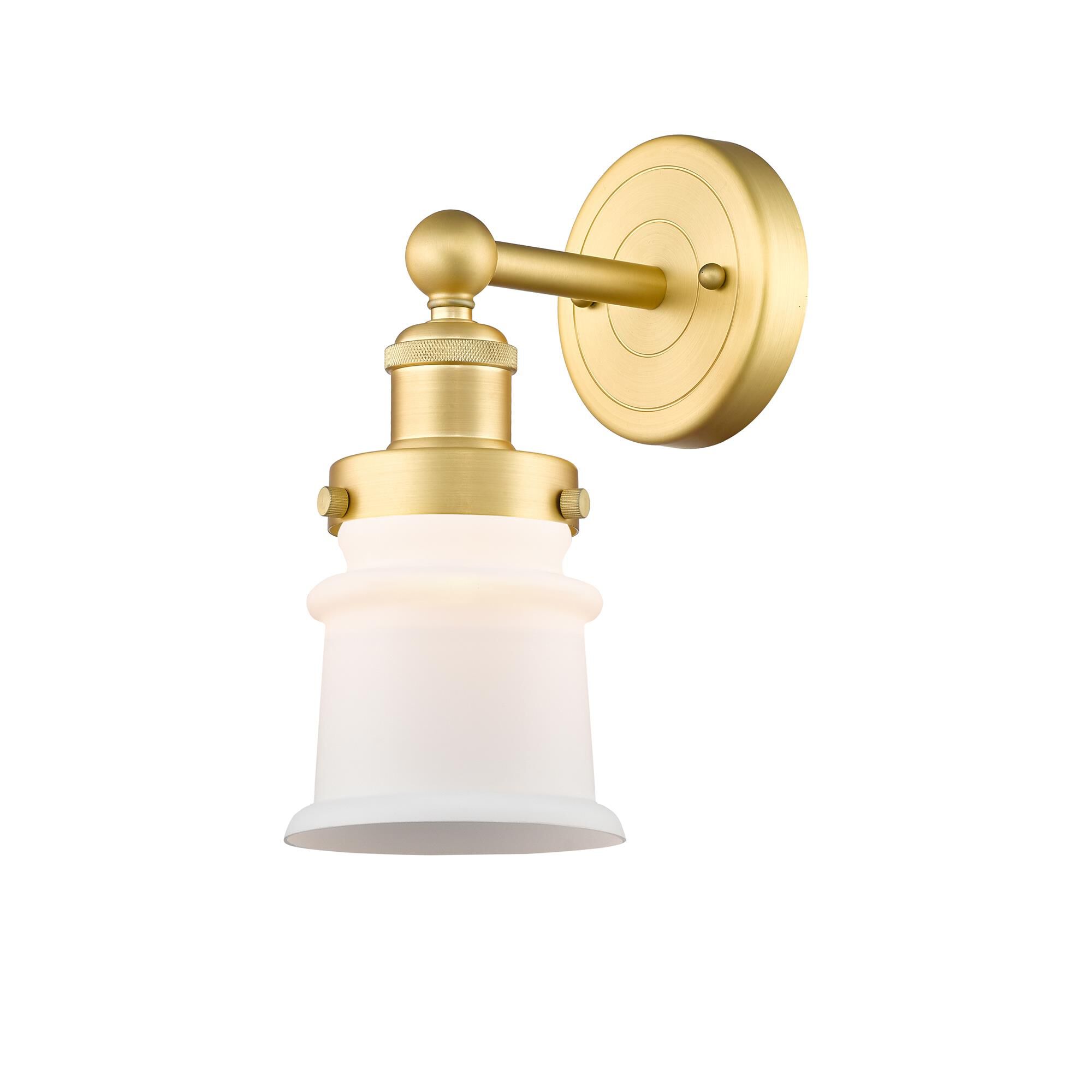Shown in Satin Gold finish and Matte White glass