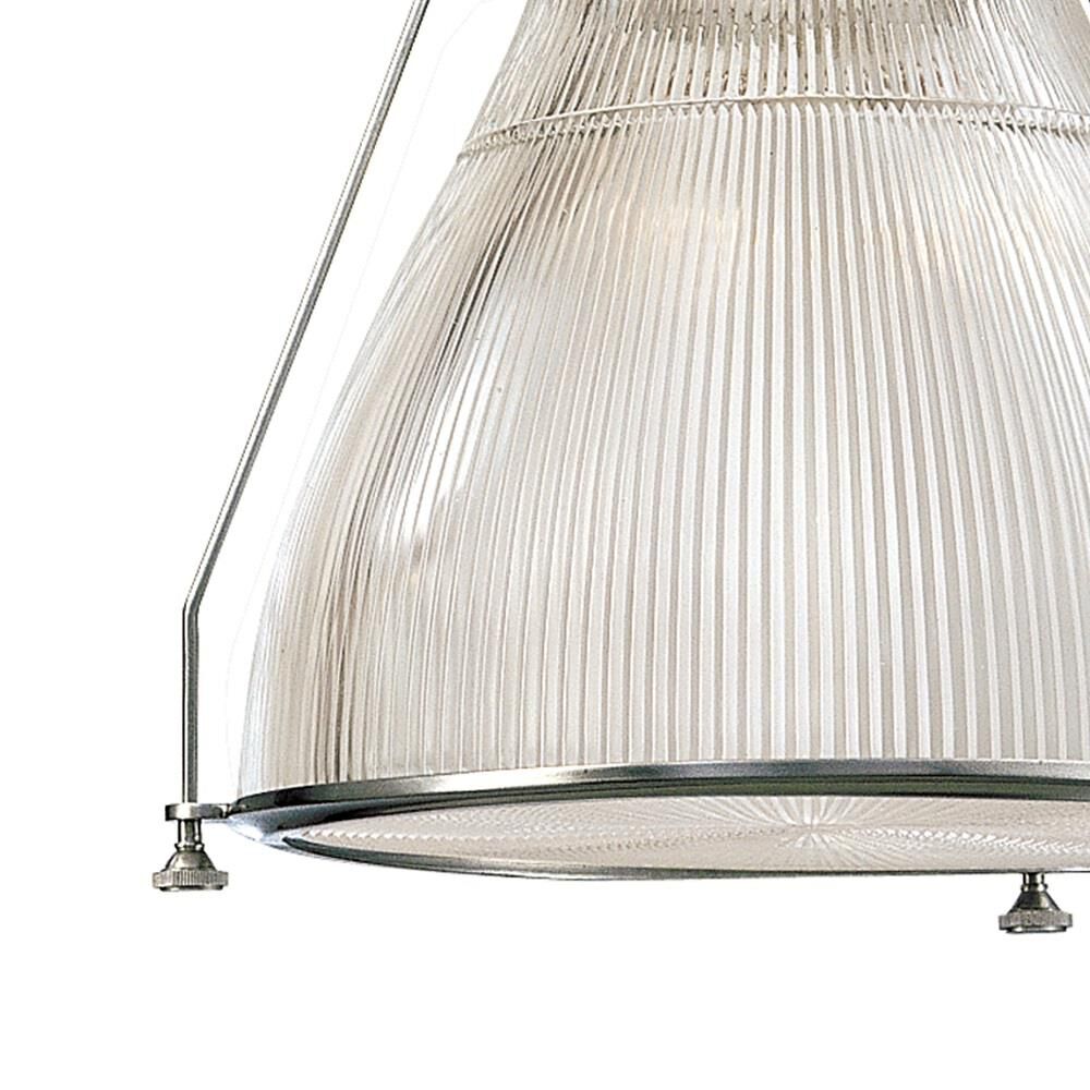 Shown in Polished Nickel finish and Clear Prismatic glass