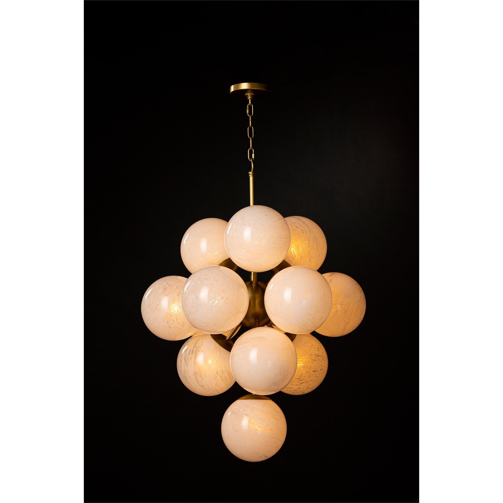 Shown in Natural Brass finish and Swirl glass