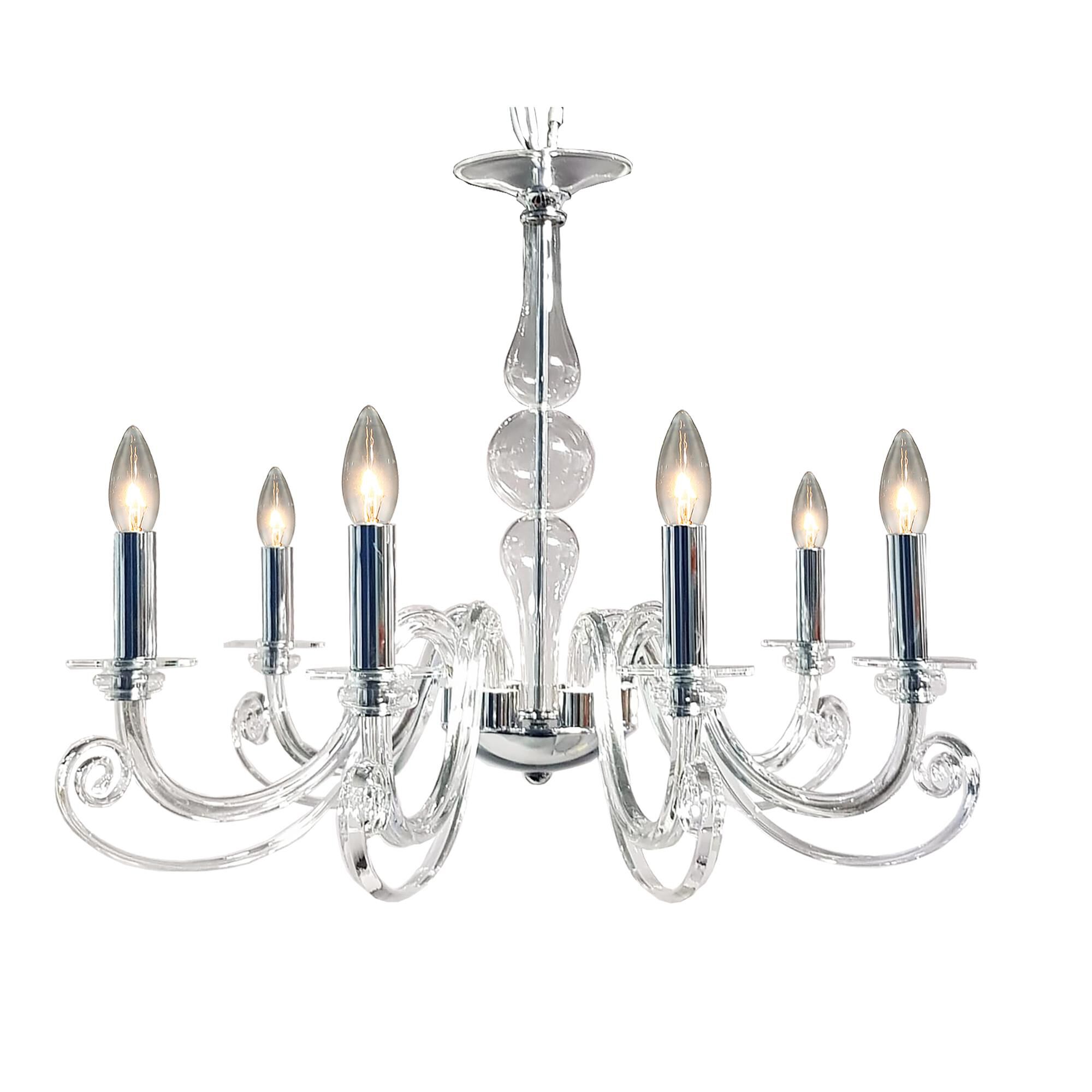 Shown in Polished Nickel finish and Clear Crystal glass