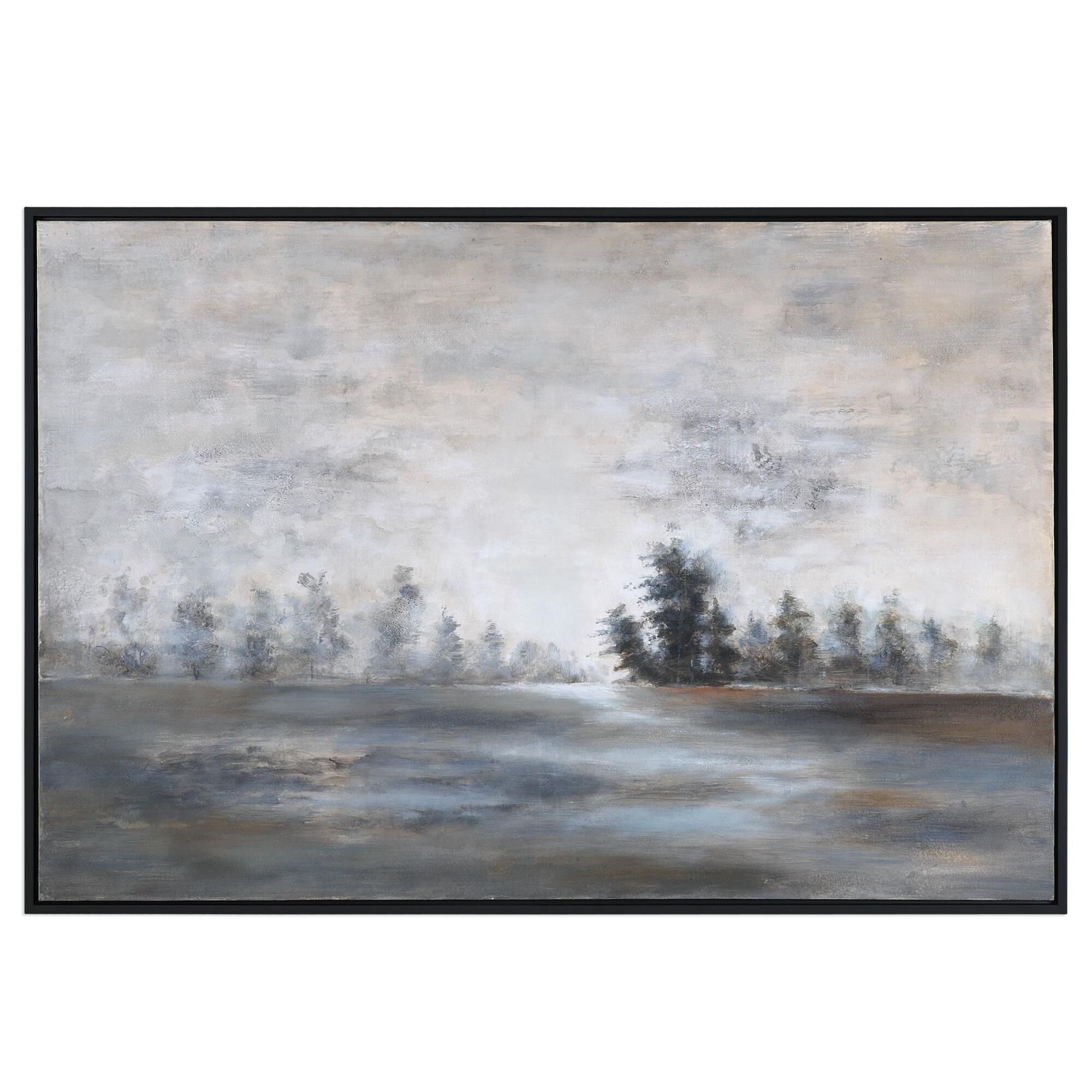 Shown in Hand Painted Canvas Over A Wooden Frame With A Thin Black Gallery Frame Surround. finish