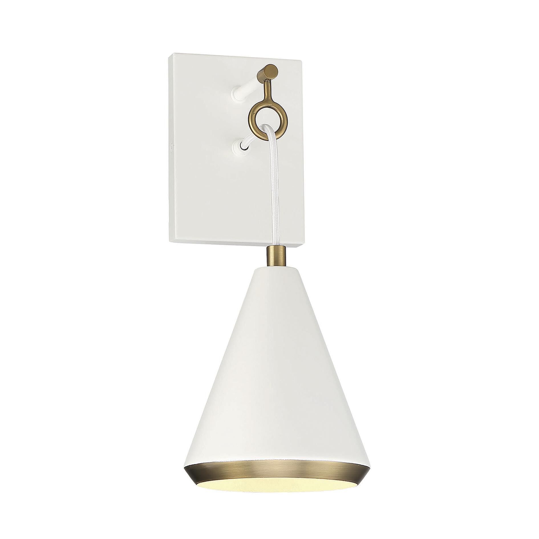 Shown in White With Natural Brass finish and White Metal shade