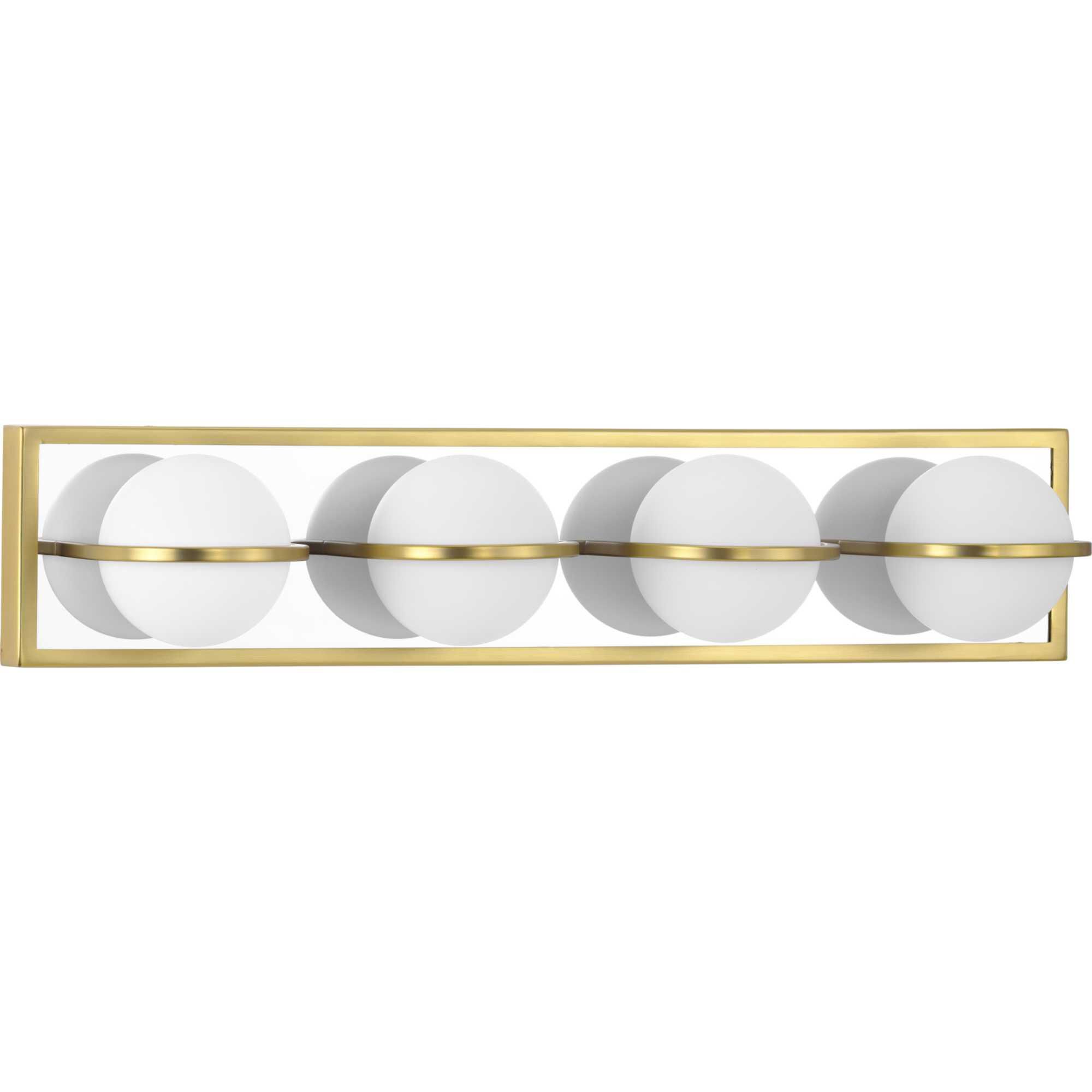 Shown in Satin Brass finish and Opal glass