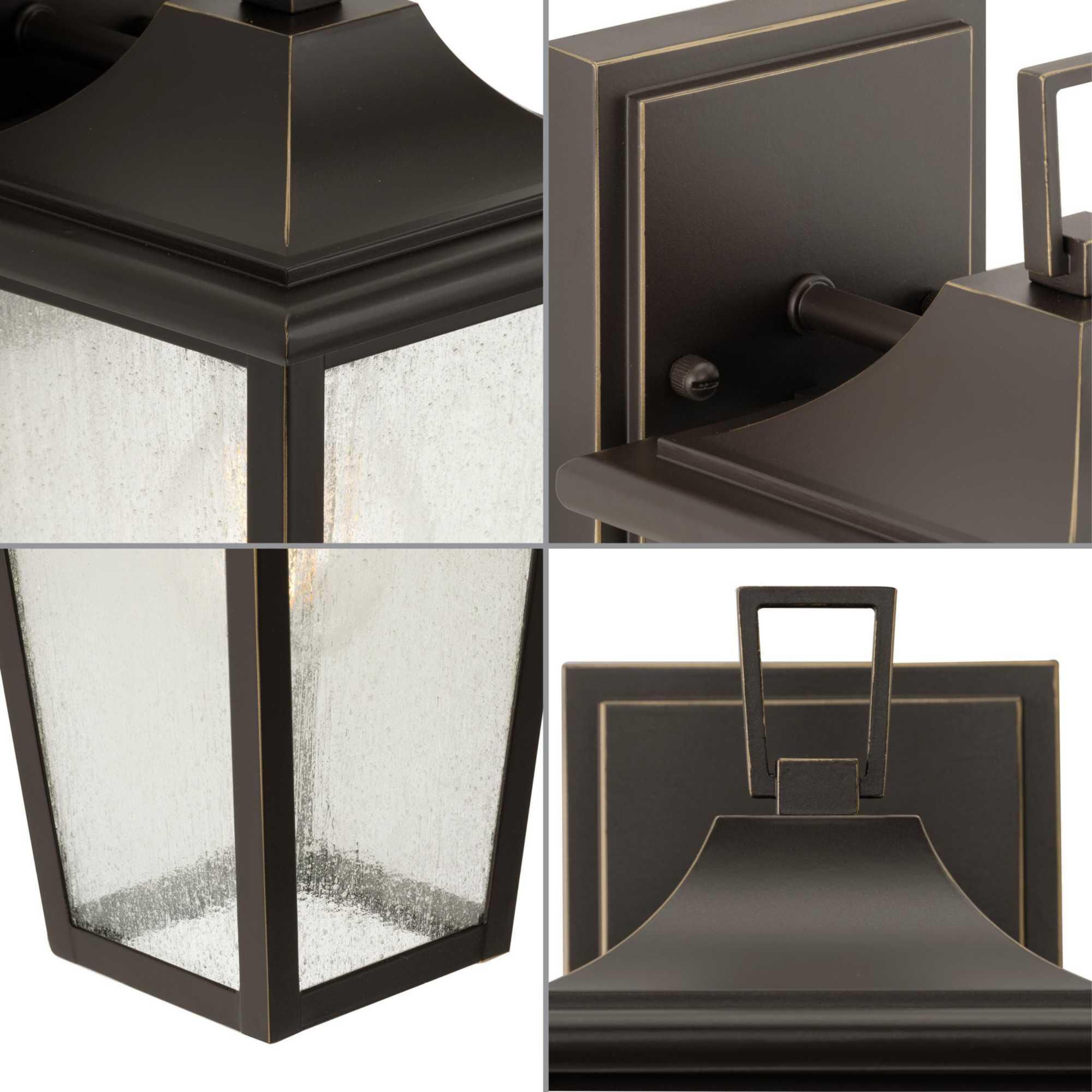 Shown in Antique Bronze finish and Clear Seeded glass