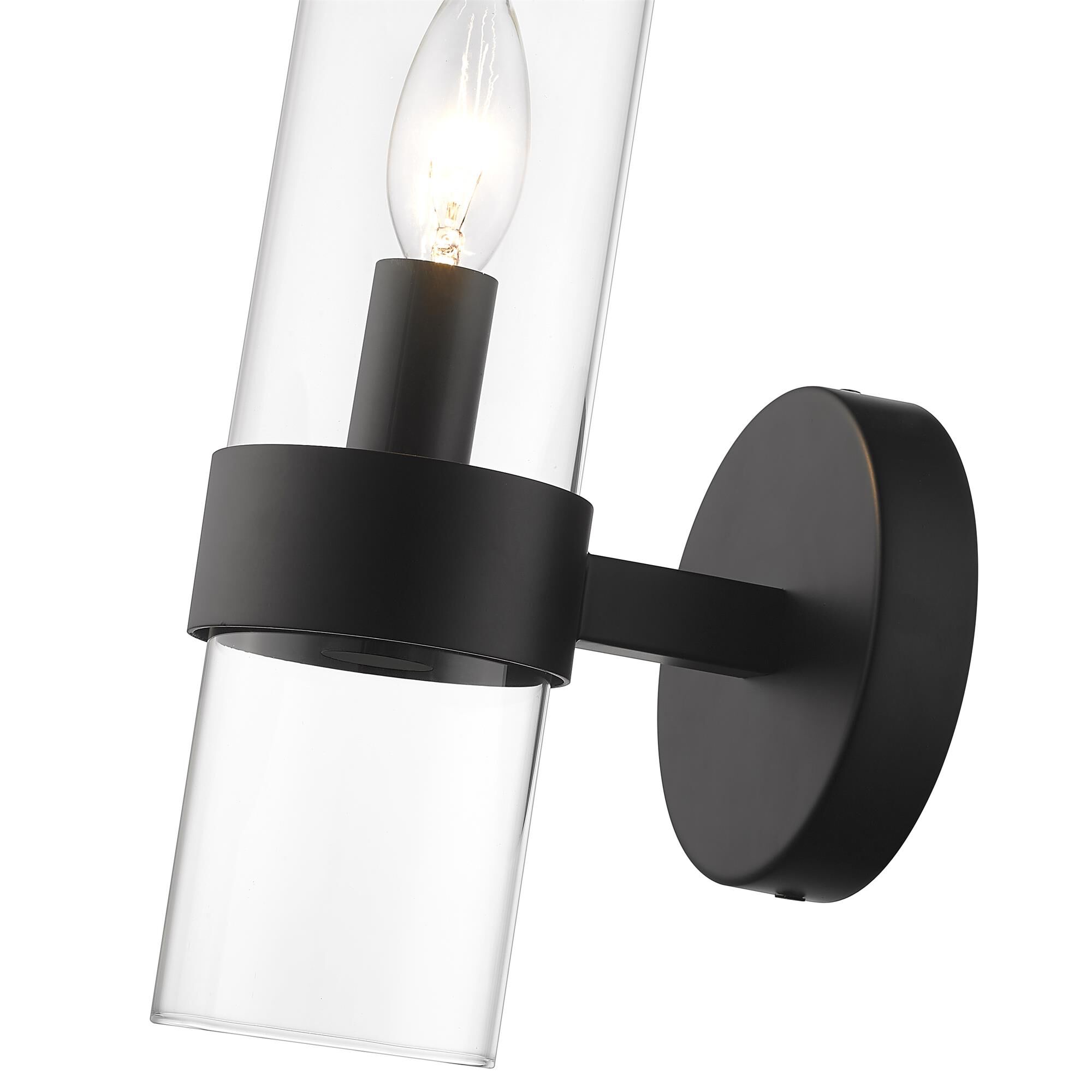 Shown in Matte Black finish and Glass shade
