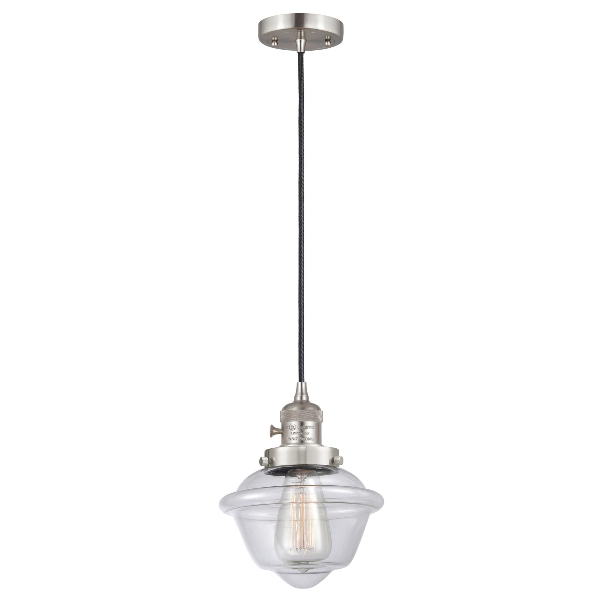 Shown in Brushed Satin Nickel finish and Clear glass