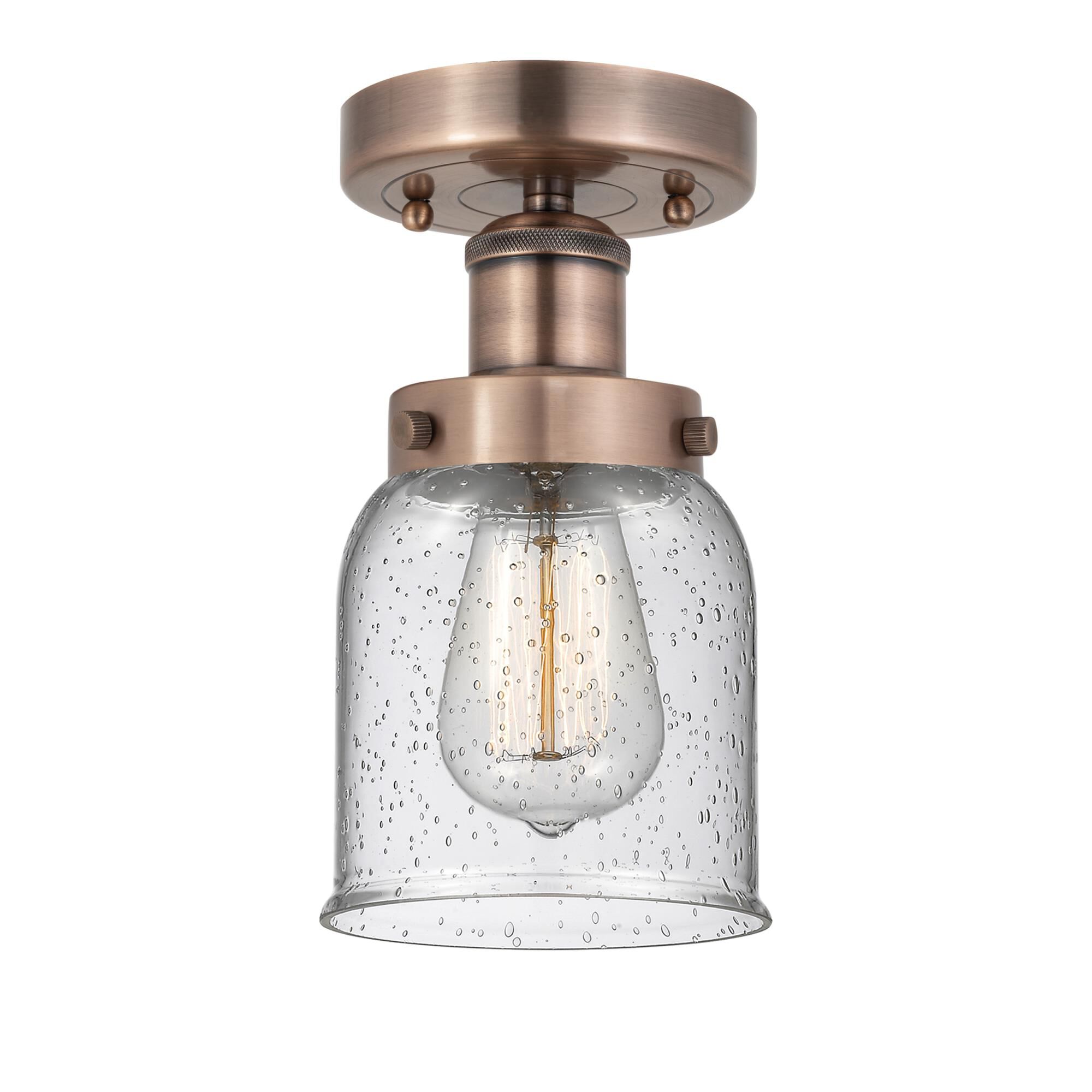 Shown in Antique Copper finish and Seedy glass